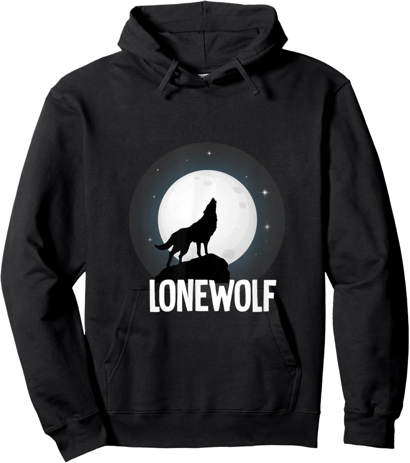 Lone Wolf Howling at The Moon Animal Wildlife Wild Howl Hoodie - Hoodie | Black