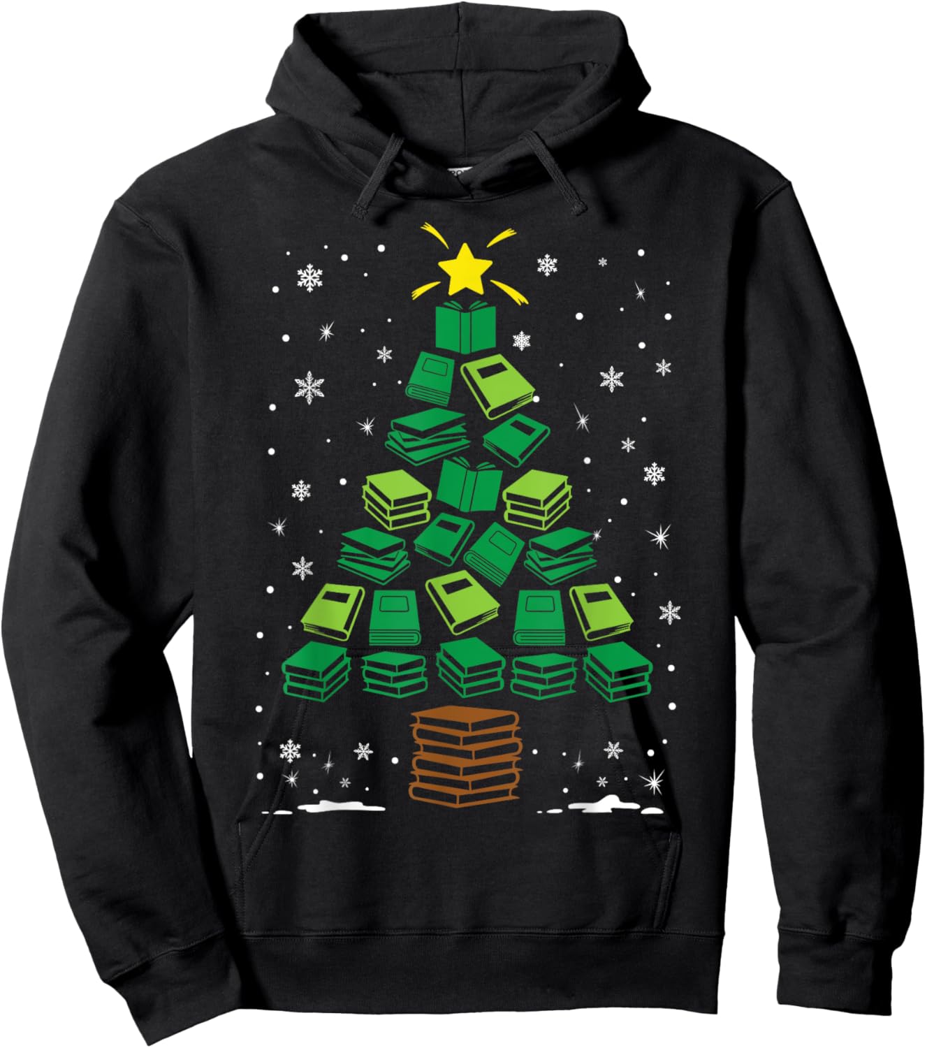 Book Worm Lovers Holiday Family Matching Christmas Tree Hoodie - Hoodie | Black