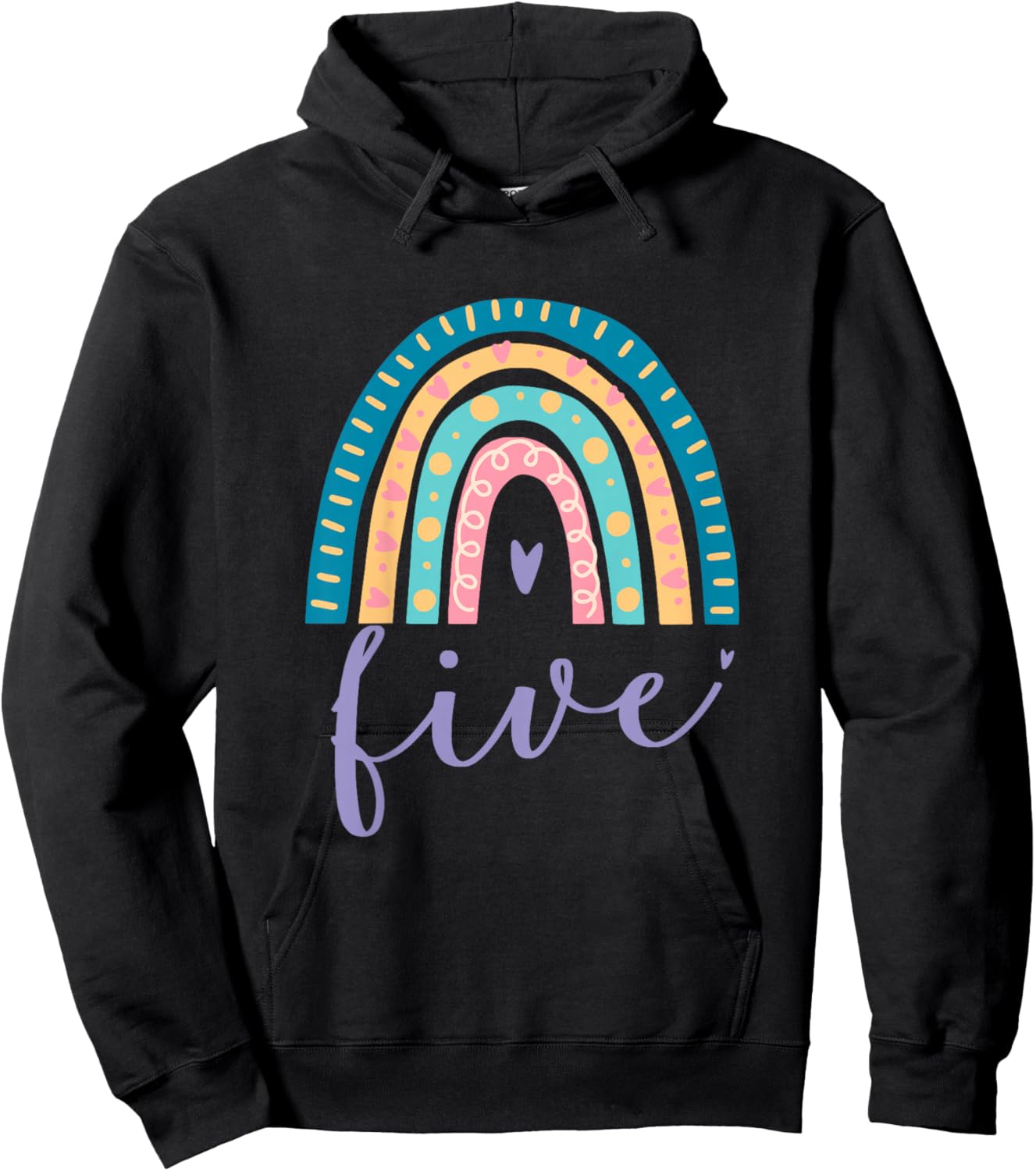 Five Year Old Rainbow 5th Birthday Gifts For Girls 5 Bday Hoodie - Hoodie | Black