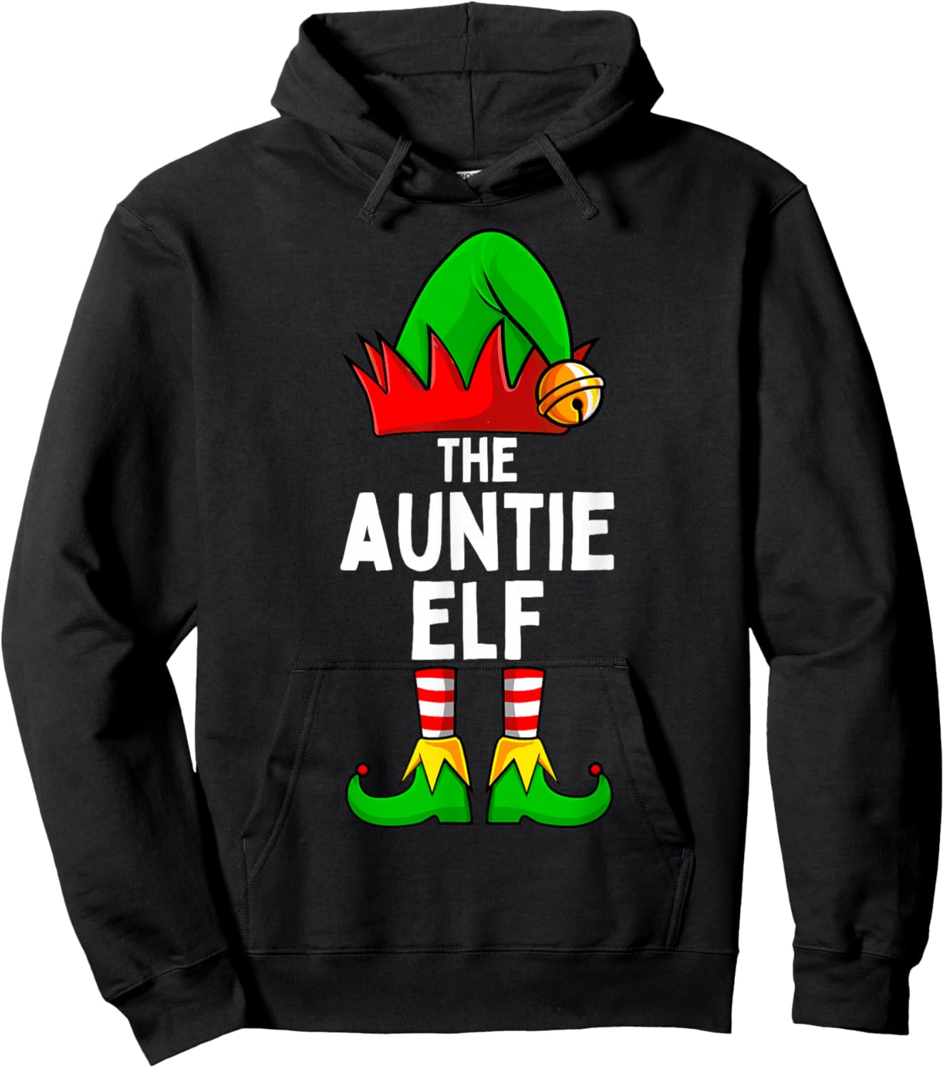 Auntie Elf Matching Family Christmas Women Hoodie - Hoodie | Black