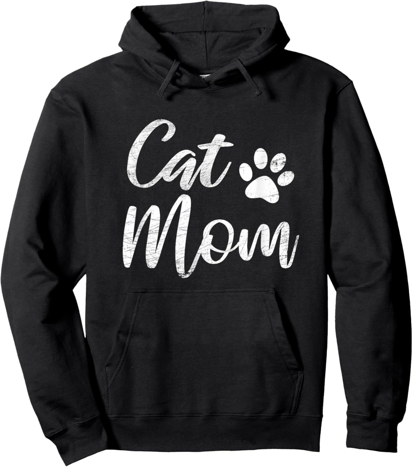 Cat Mom Vintage Distressed Design - Funny Cat Paw - Classic Hoodie - Hoodie | Black
