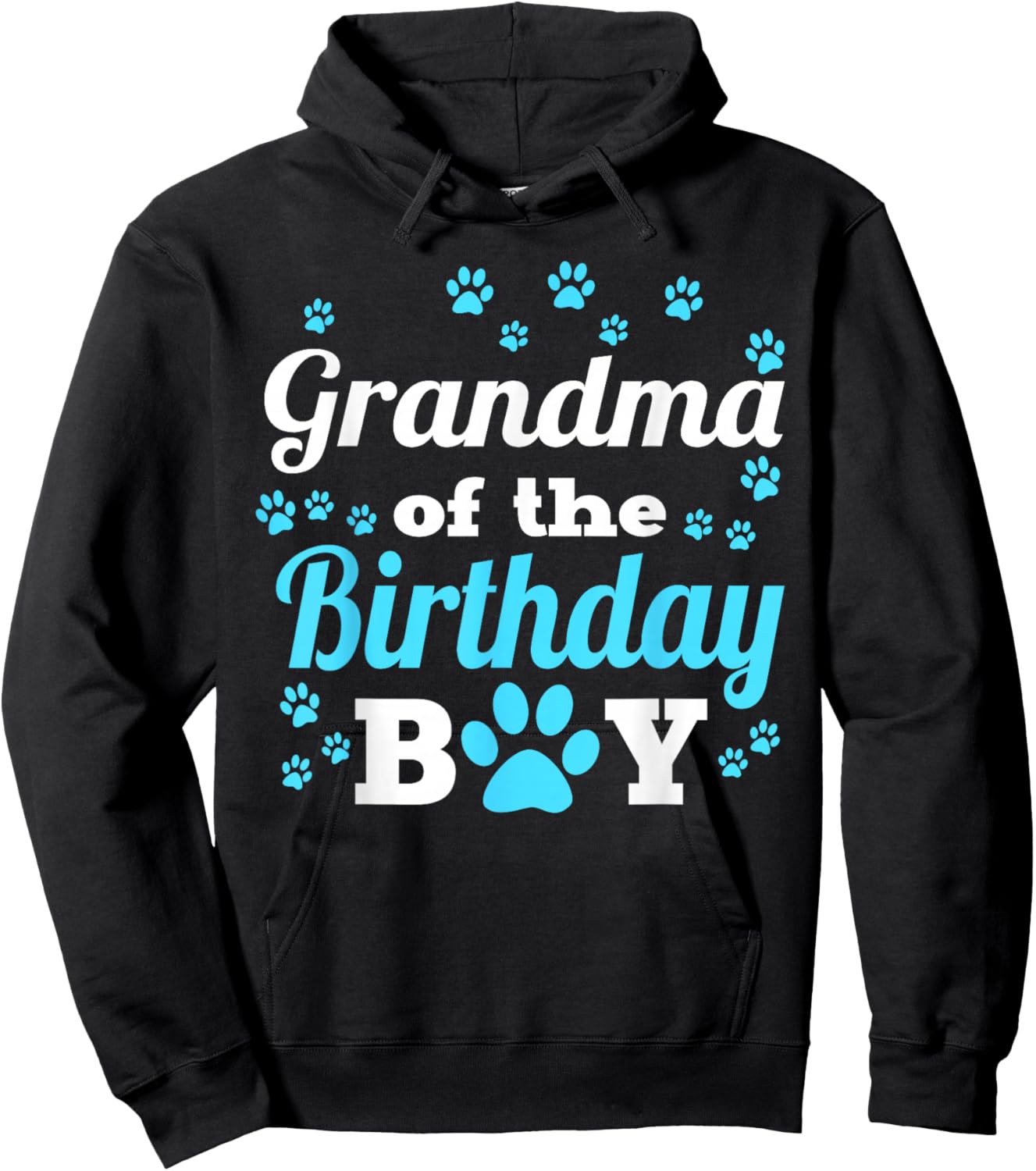 Grandma of The Birthday Boy Dog Paw Bday Party Celebration Small Hoodie - Hoodie | Black