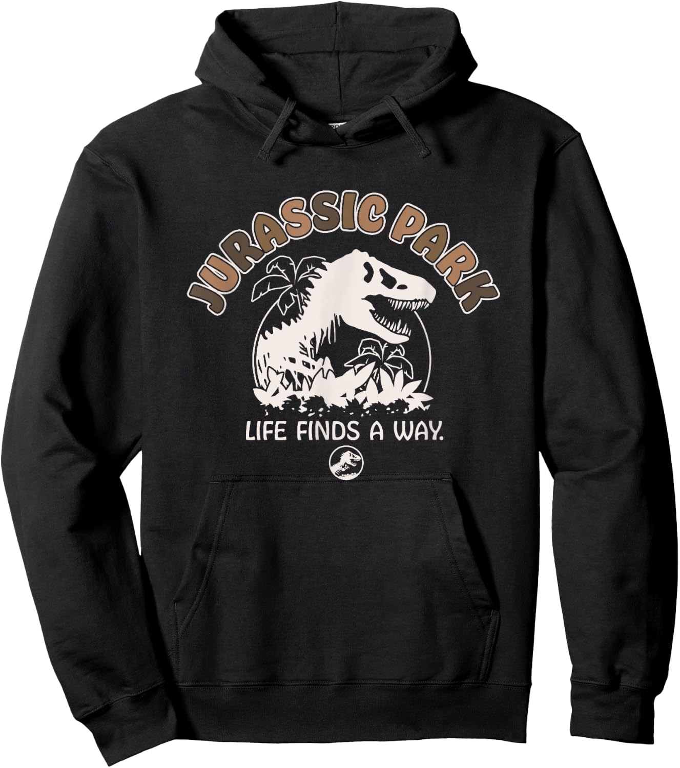 Jurassic Park Life Finds A Way T-Rex Logo Vintage Hoodie - Hoodie | Black