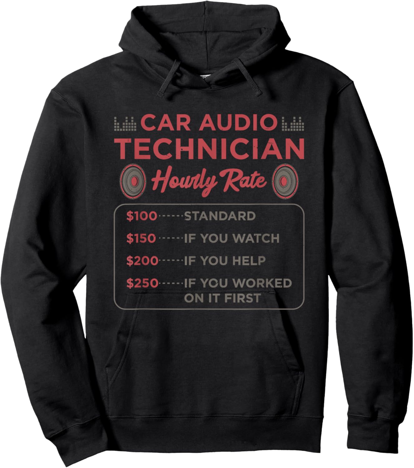 Car Audio Technician Hourly Rate Hoodie - Hoodie | Black