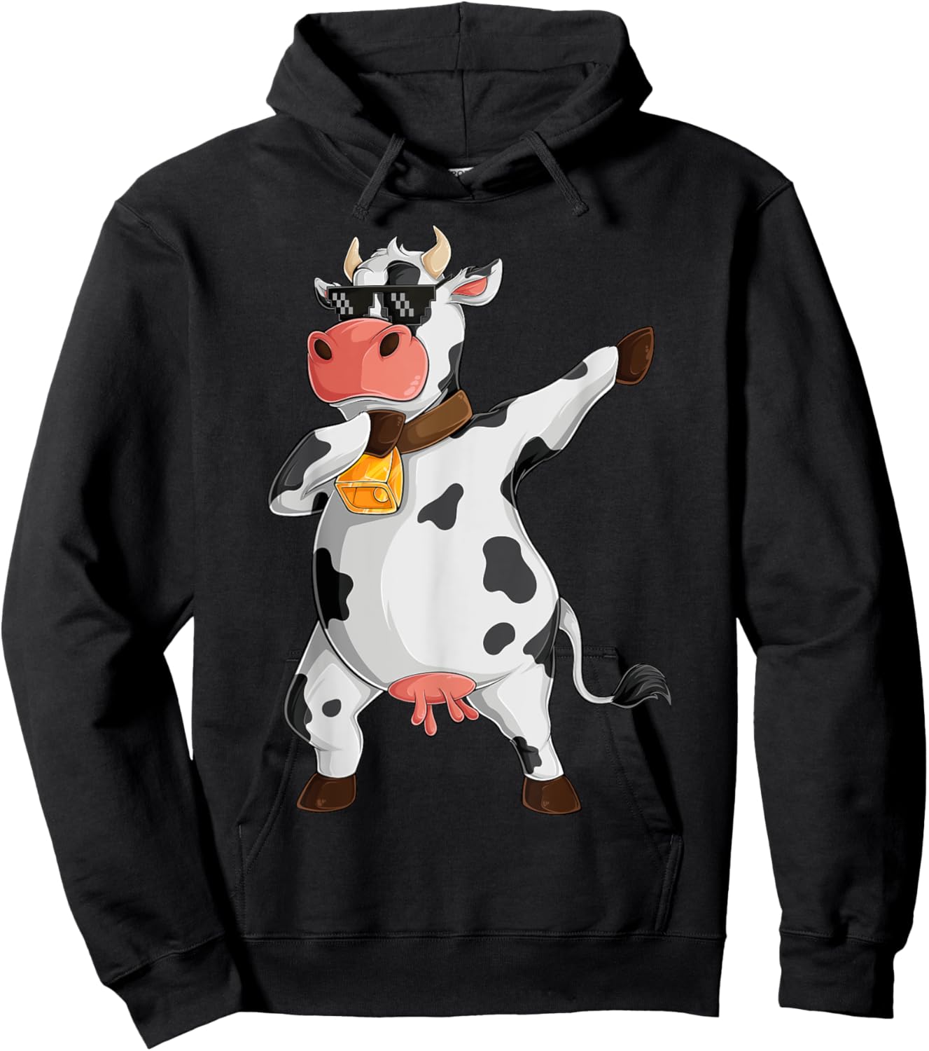 Funny Dabbing Cow Lover Farming Cow Girl Women Boy Men Kids Small Hoodie - Hoodie | Black
