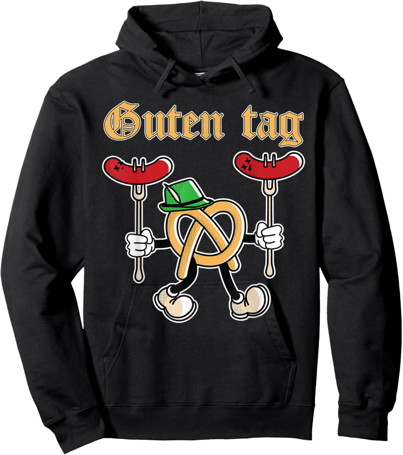 Guten Tag Oktoberfest Funny Pretzel Brat-wurst German Food Hoodie - Hoodie | Black