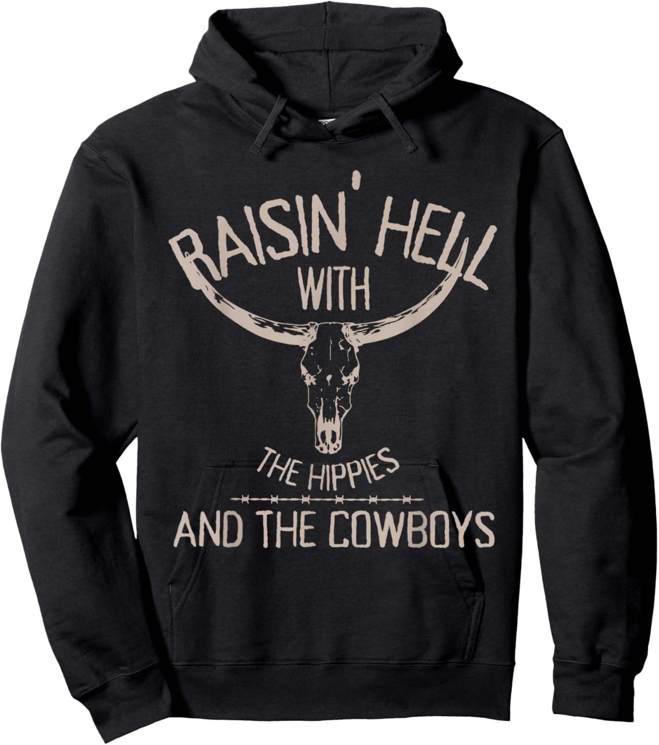 Hippies and Cowboys Western Cowhide Cowgirls Small Hoodie - Hoodie | Black