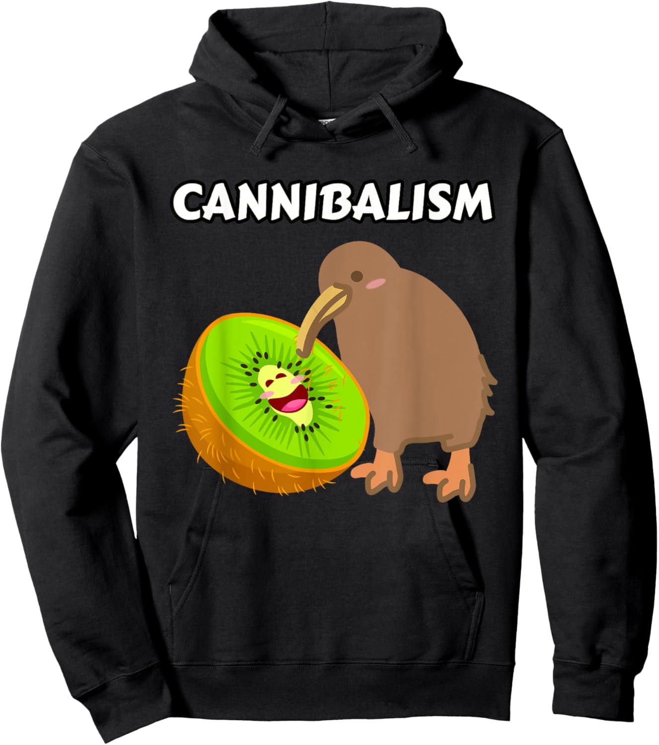 Funny Cute Kiwi Cannibalism Pun Kiwi Fruit Kiwi Bird Joke Hoodie - Hoodie | Black