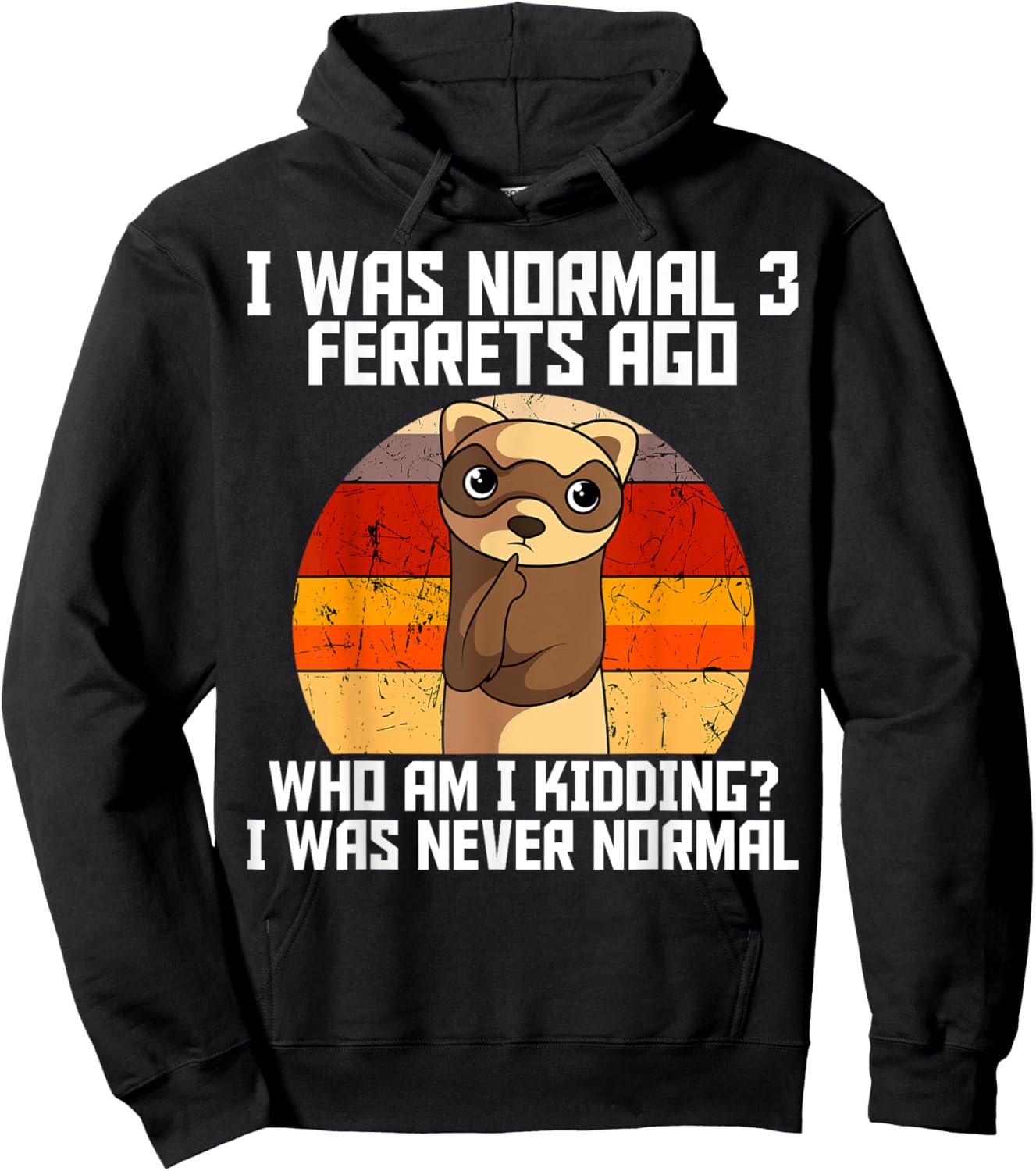 Ferret Retro Vintage Animal Lover Hoodie - Hoodie | Black