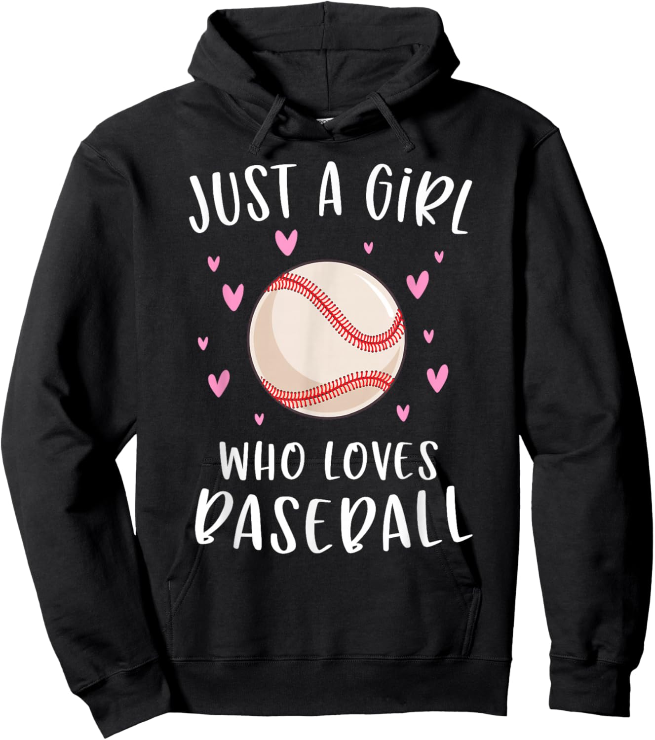 Cute Baseball Shirt for Girls Just A Girl Who Loves Baseball Hoodie - Hoodie | Black