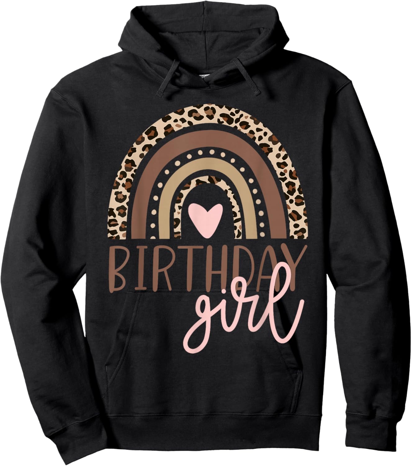 Birthday Girl Leopard Rainbow Birthday Party Family Small Hoodie - Hoodie | Black