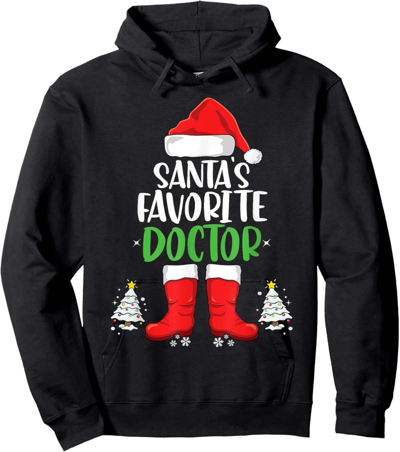 Santa's Favorite Doctor Family Matching Christmas Party Hoodie - Hoodie | Black