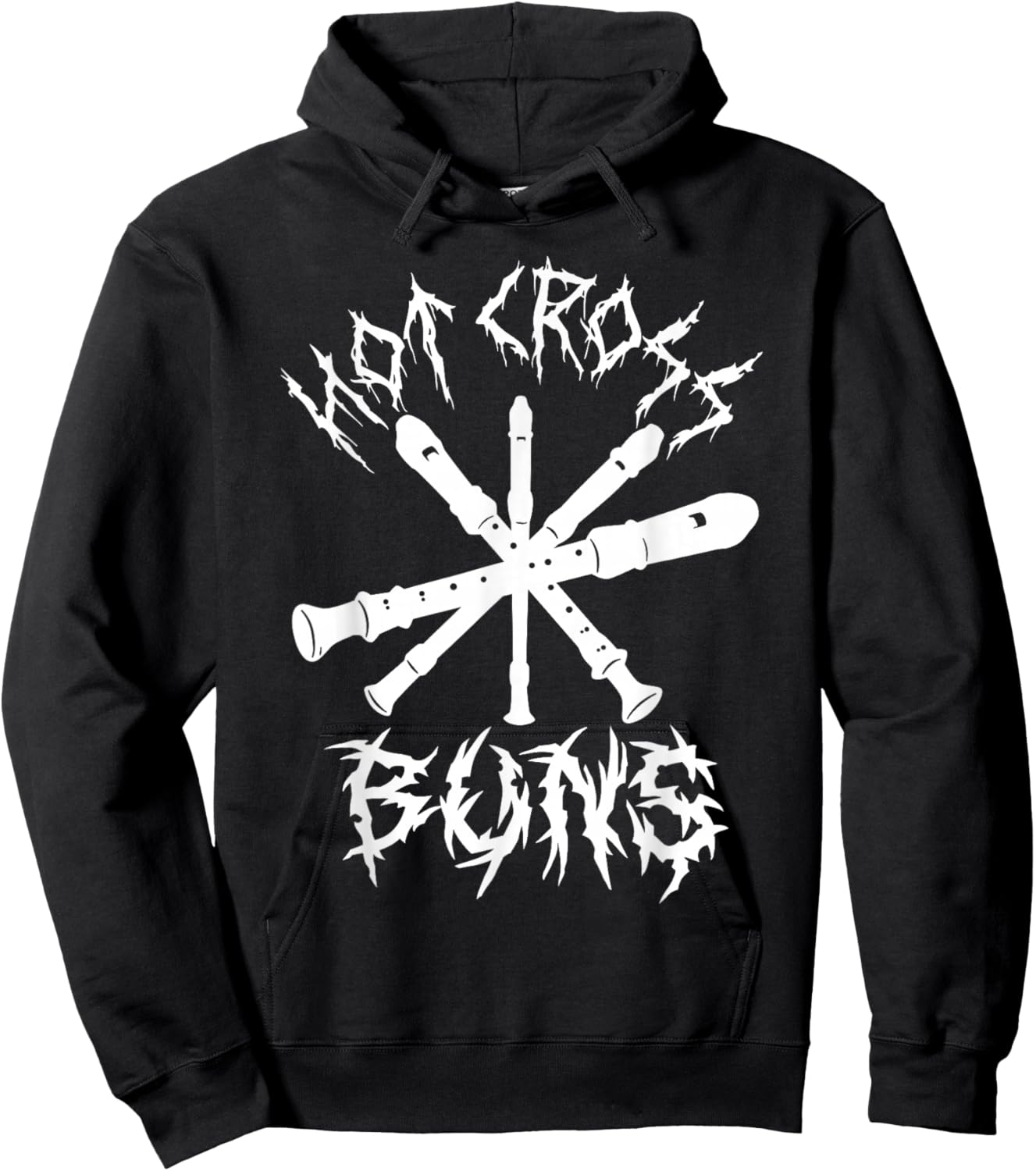Hot Cross Buns Funny Recorder Music Ironic Heavy Metal Song Hoodie - Hoodie | Black