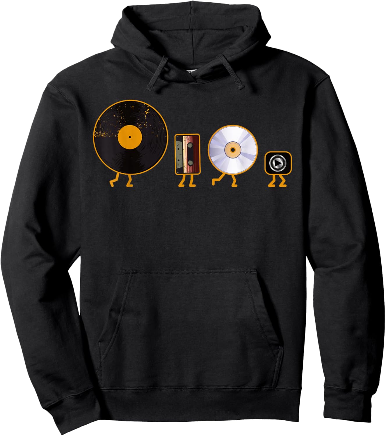 Never Forget Vinyl Record, Cassette, Cd and Mp3 Audio Player Hoodie - Hoodie | Black