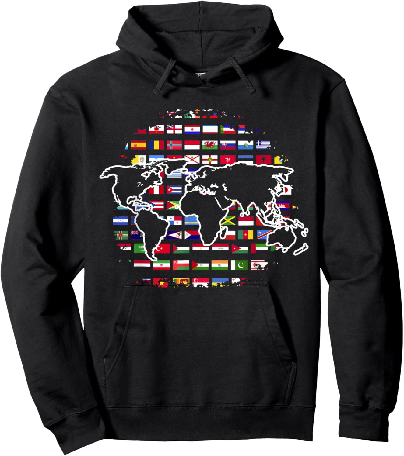 World Travel Map World Map International Flags Hoodie - Hoodie | Black
