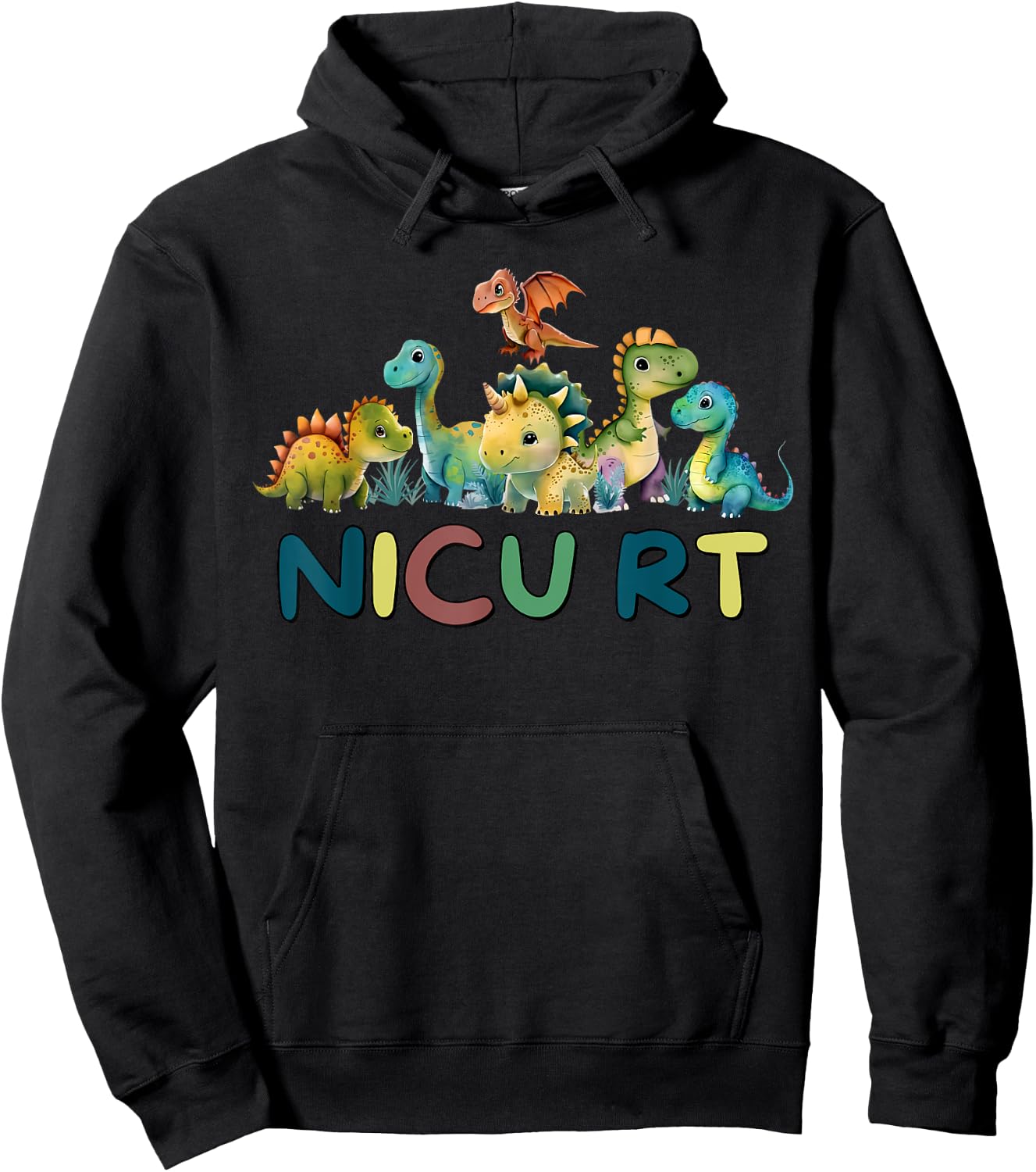 Nicu RT Pediatric Respiratory Therapist Cute Dinosaur Hoodie - Hoodie | Black