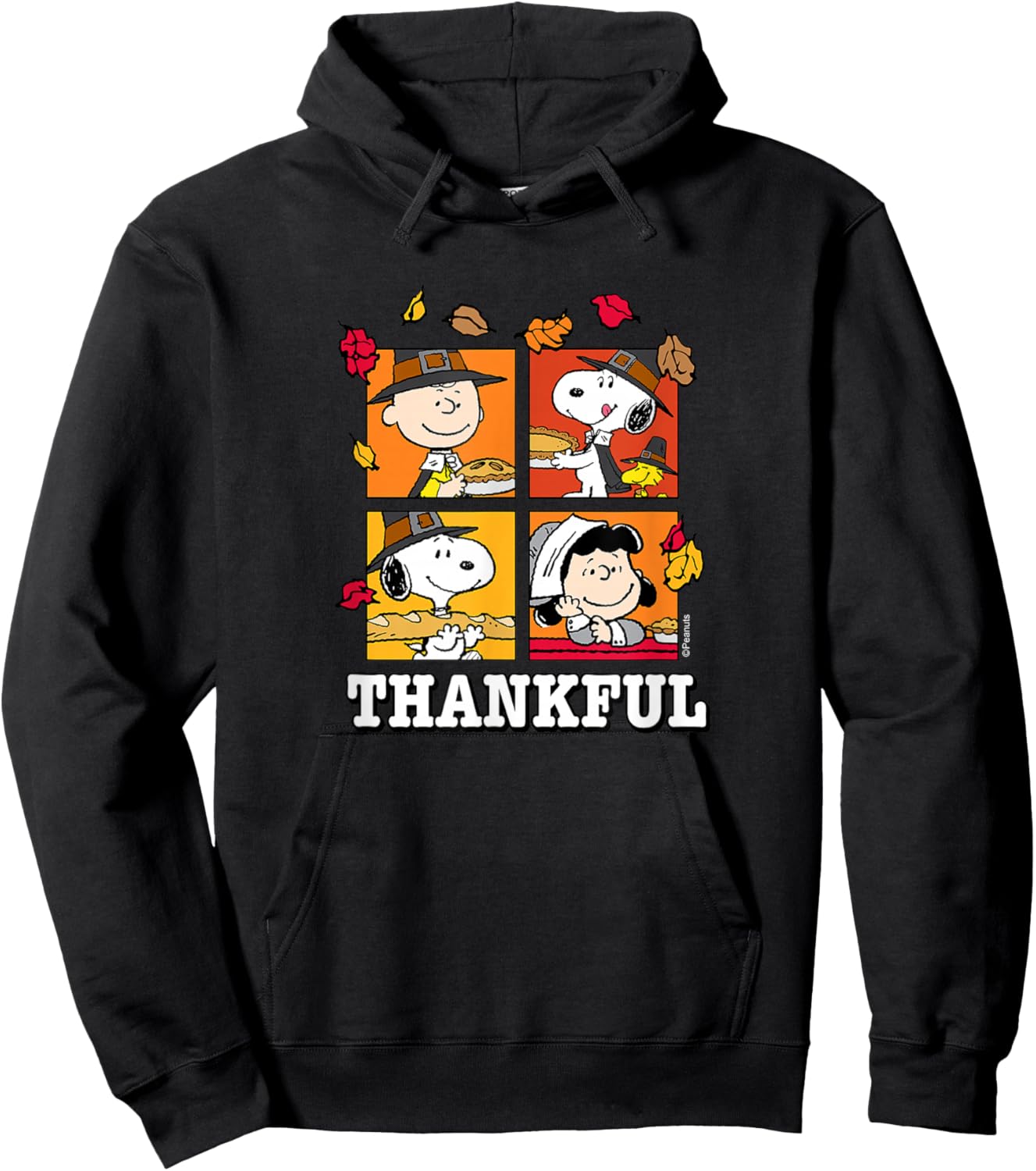 Peanuts - Snoopy Charlie Brown Lucy Thankful Hoodie - Hoodie | Black