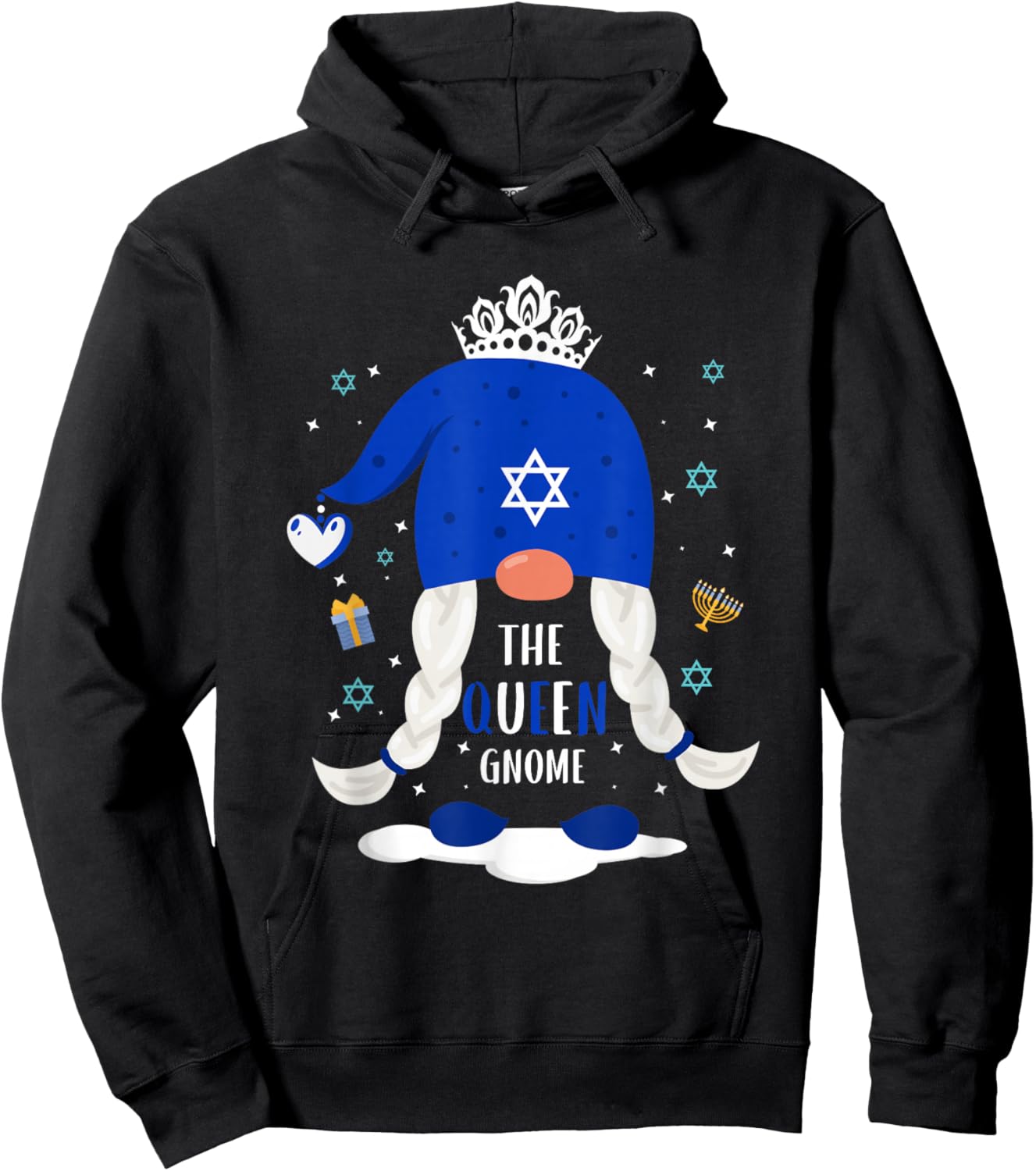 Hanukkah or jewish holiday or The Queen Gnome Hoodie - Hoodie | Black