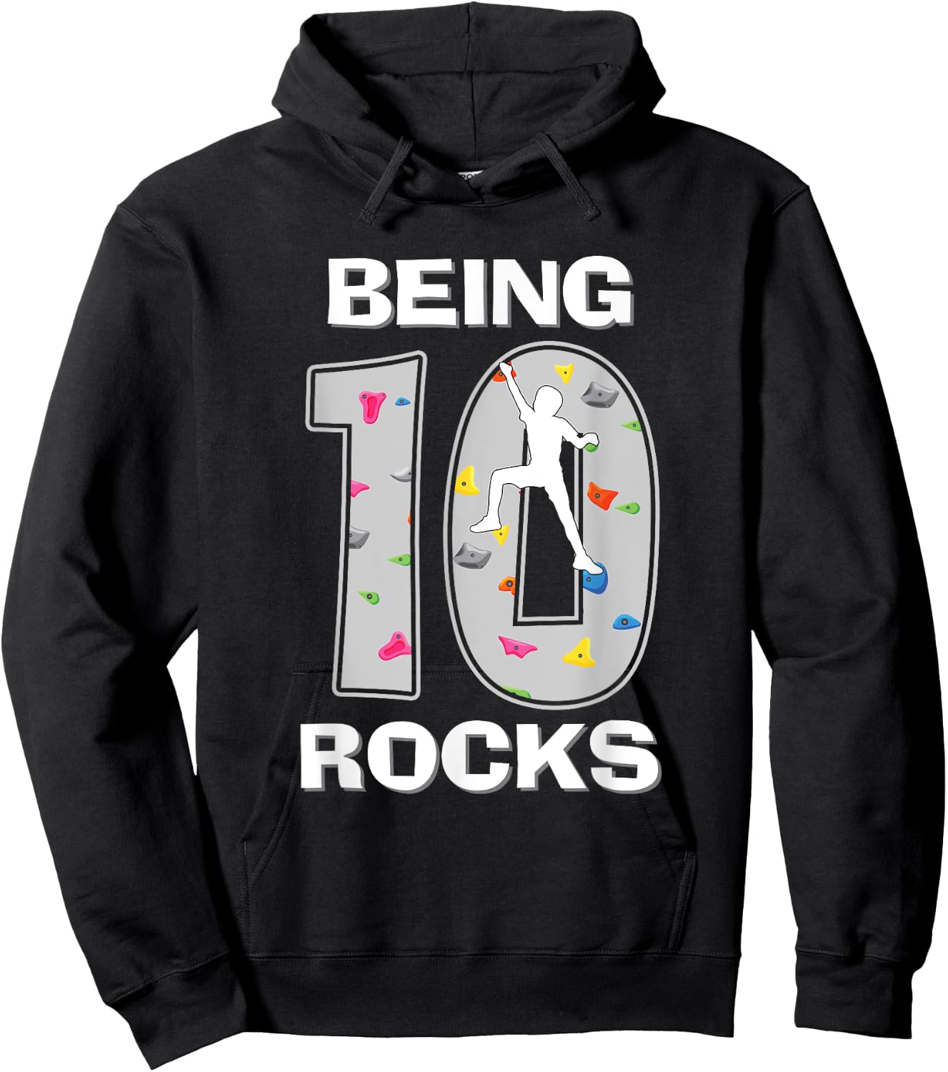 Being 10 Years Old Rocks Rock Climber 10th Birthday Boy Hoodie - Hoodie | Black