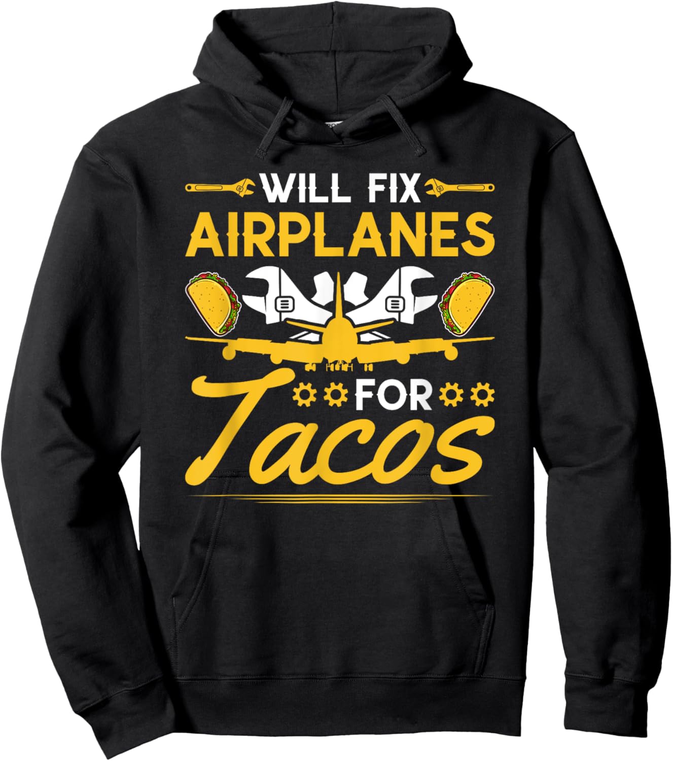 Aircraft Mechanic Taco Lover Airplane Maintenance Hoodie - Hoodie | Black