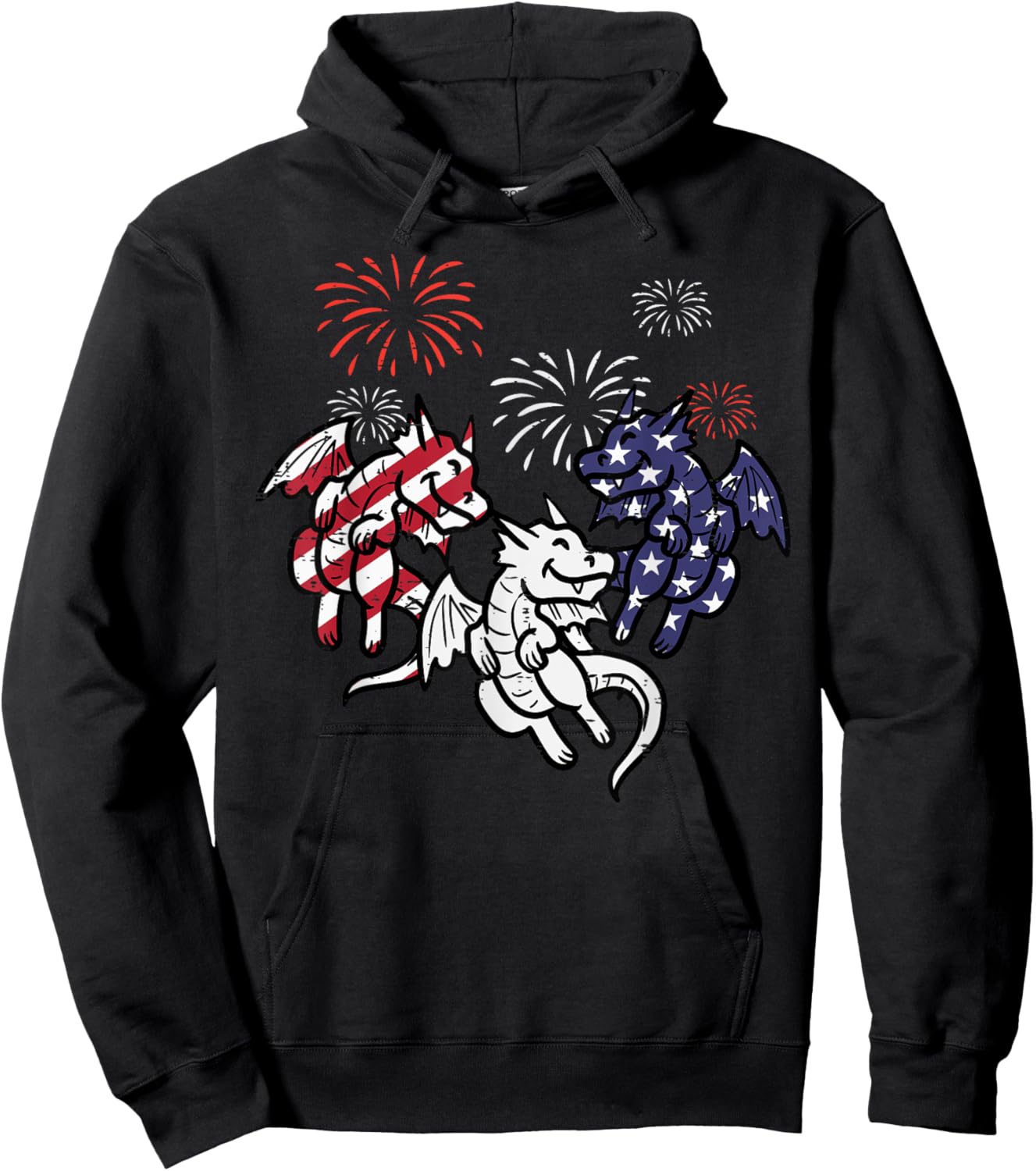 3 Dragons Fireworks Fourth July 4th Patriot Men Women Kids Hoodie - Hoodie | Black