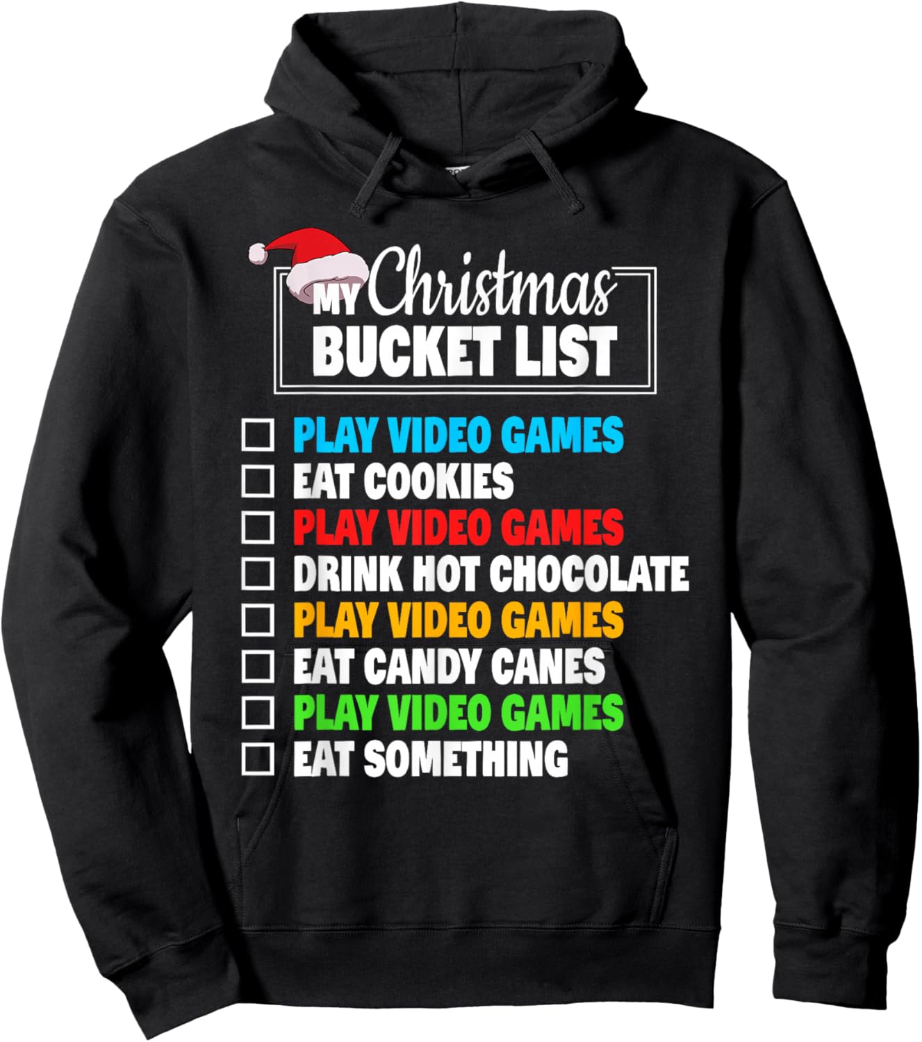 Xmas Bucket List Video Games Funny Gamer Boys Christmas Hoodie - Hoodie | Black