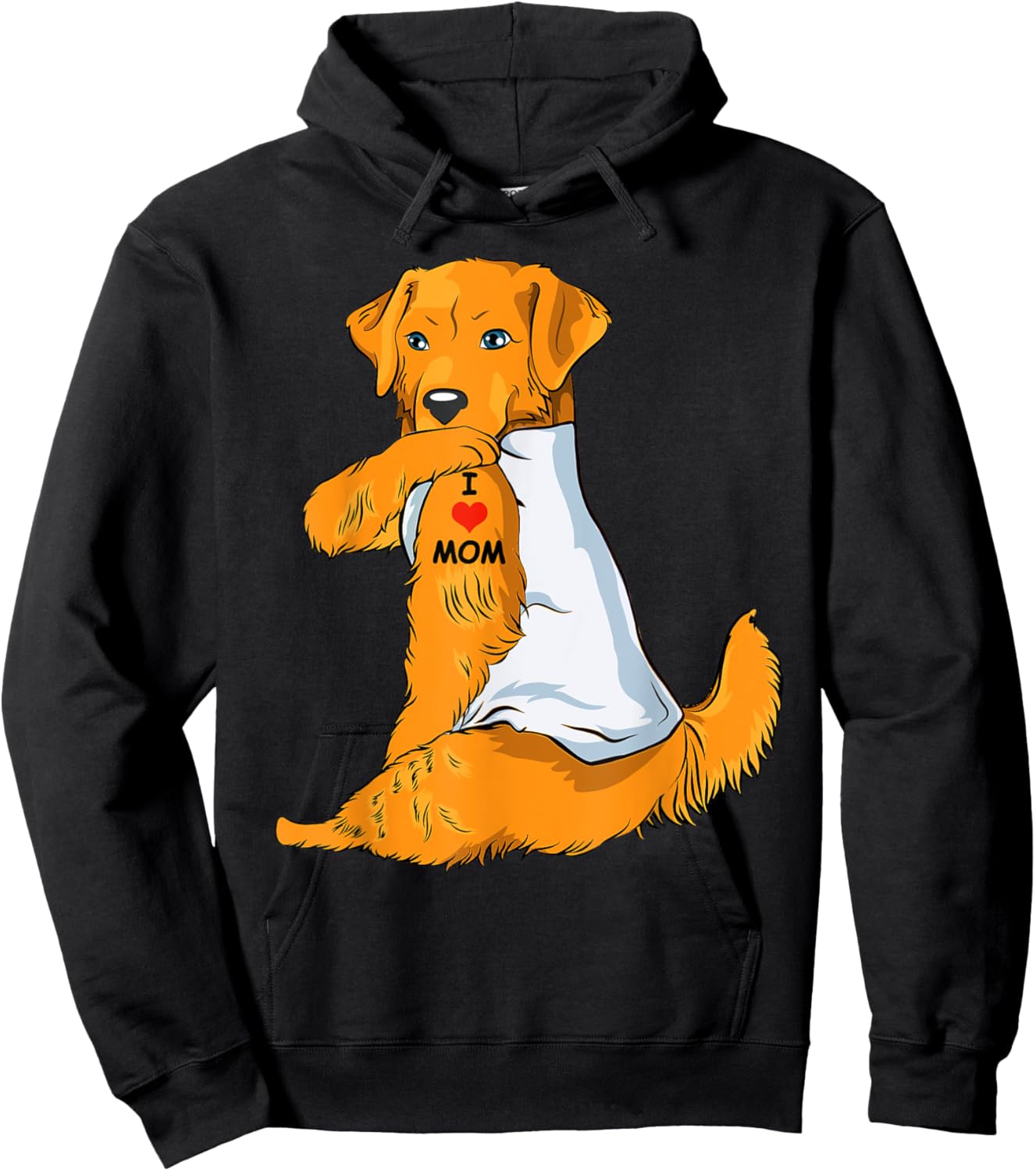 I Love Mom Tattoo Golden Retriever Mom Dog Lover Women Hoodie - Hoodie | Black