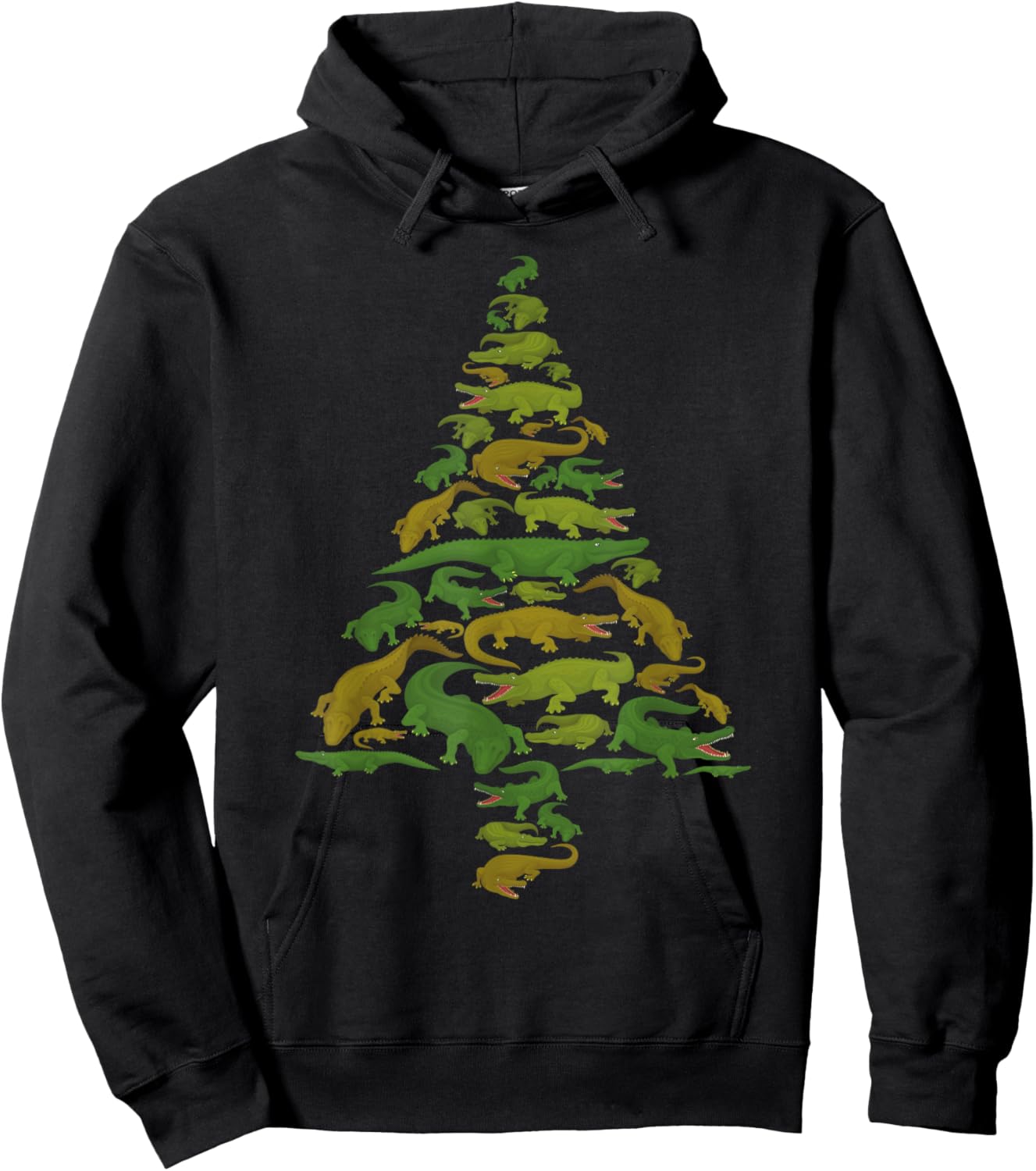 Funny Alligator Christmas Tree Crocodile Xmas Women Men Kids Hoodie - Hoodie | Black