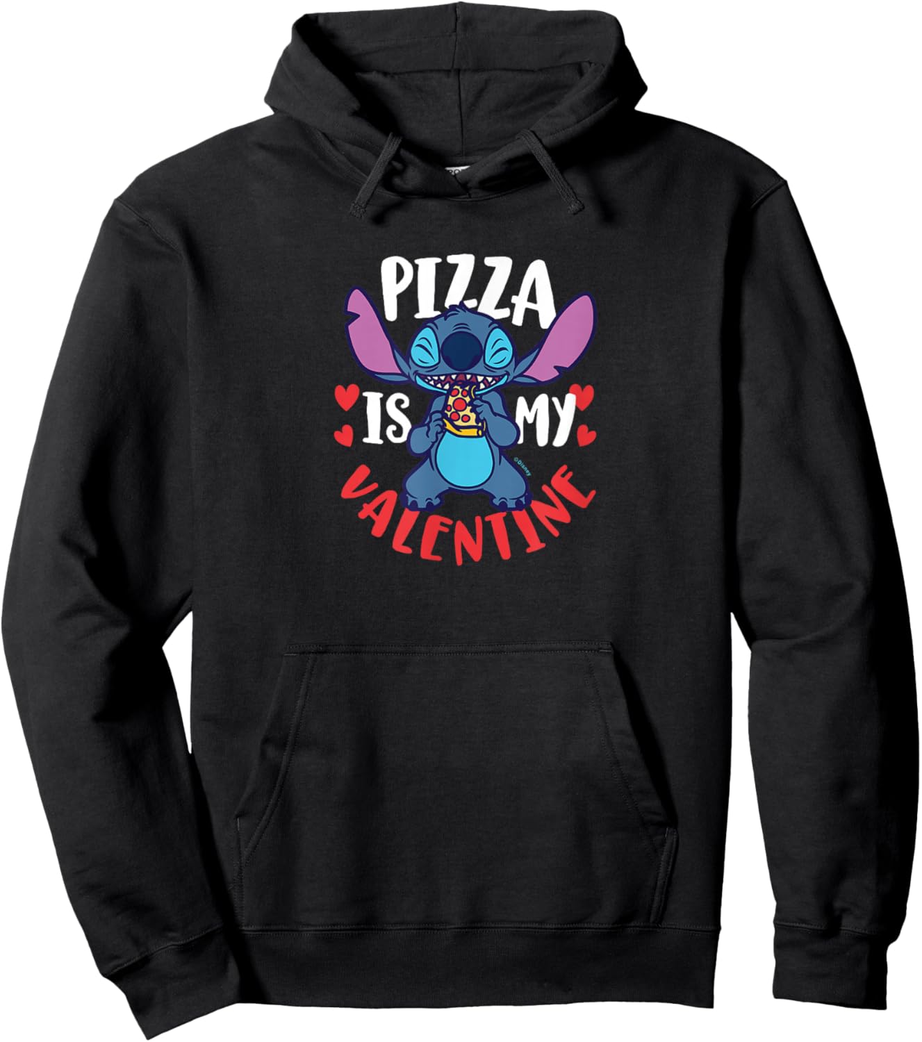 Lilo & Stitch - Pizza Is My Valentine Hoodie - Hoodie | Black
