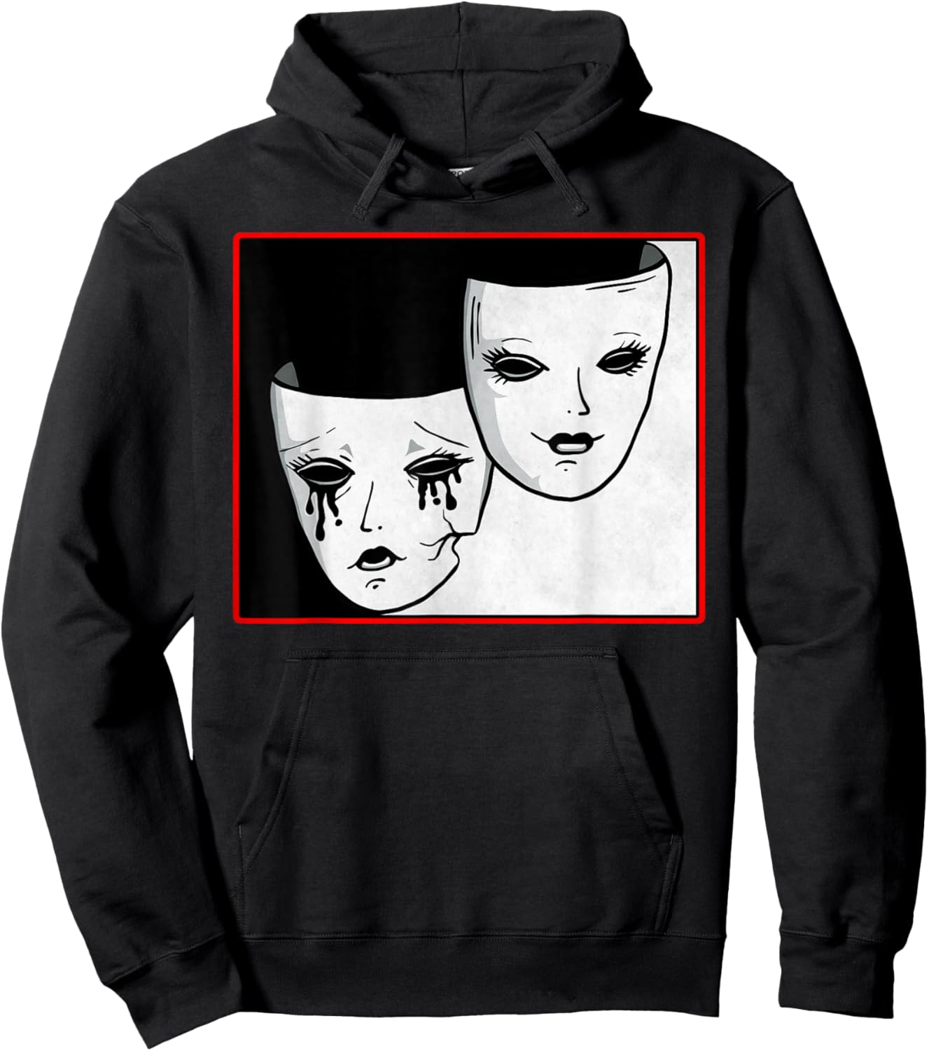 Theater Mask Soft Grunge Darma Comedy And Tragedy Goth Hoodie - Hoodie | Black