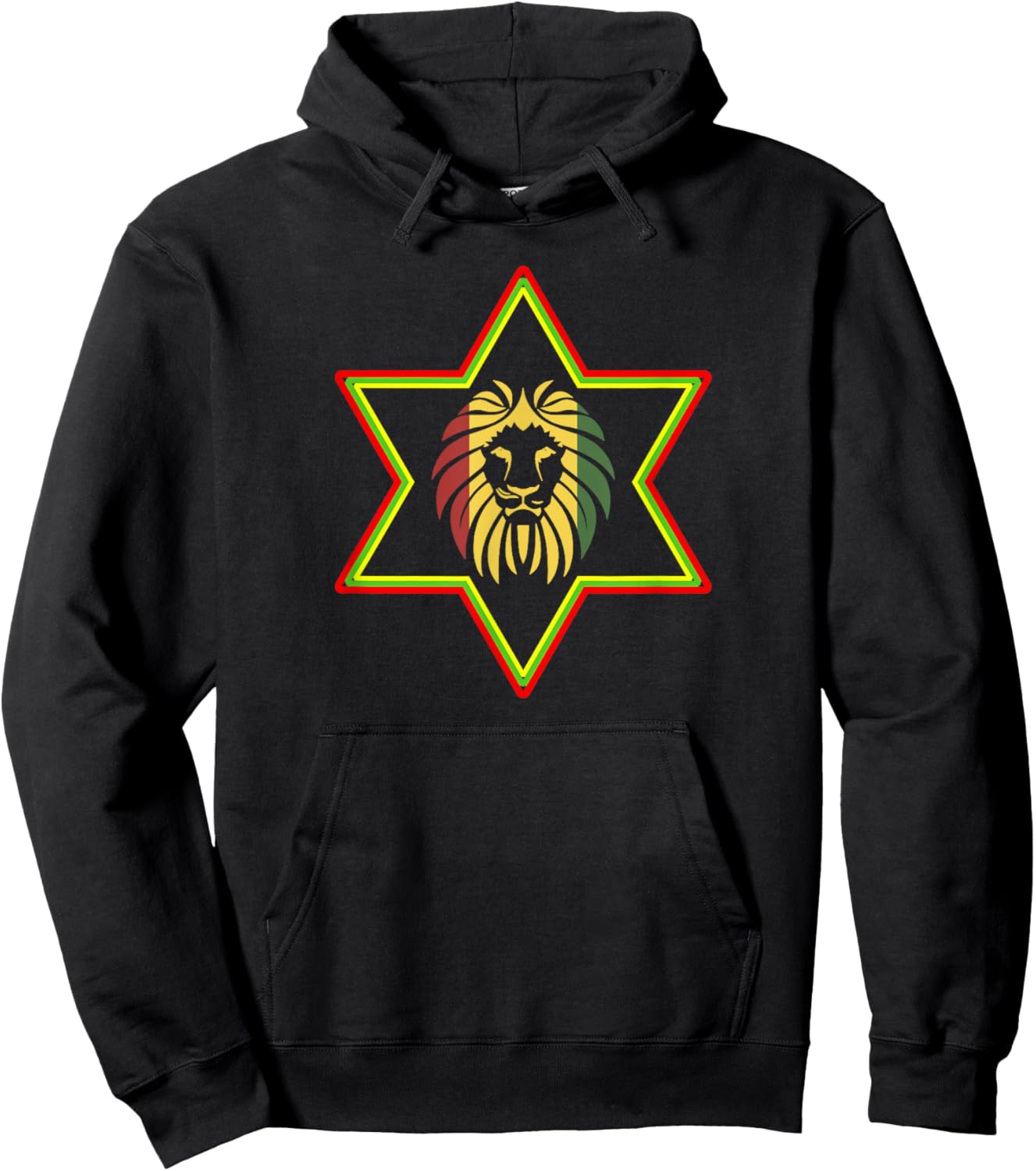 Star Of David Rasta Lion Of Judah Jamaica Rastafarian Pride Hoodie - Hoodie | Black