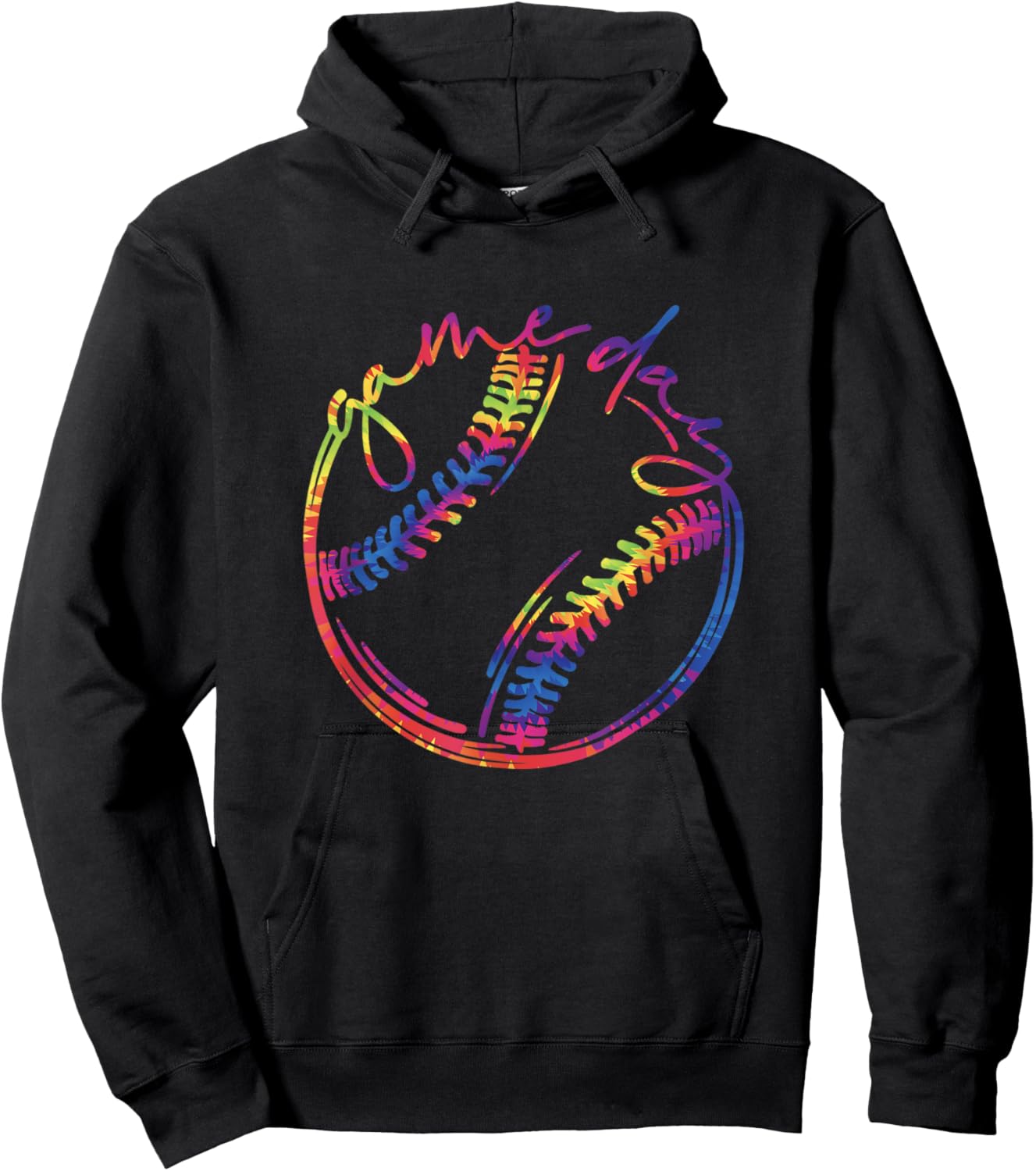 Game Day Baseball Life Softball Life Tie Dye Mothers Day Mom Hoodie - Hoodie | Black