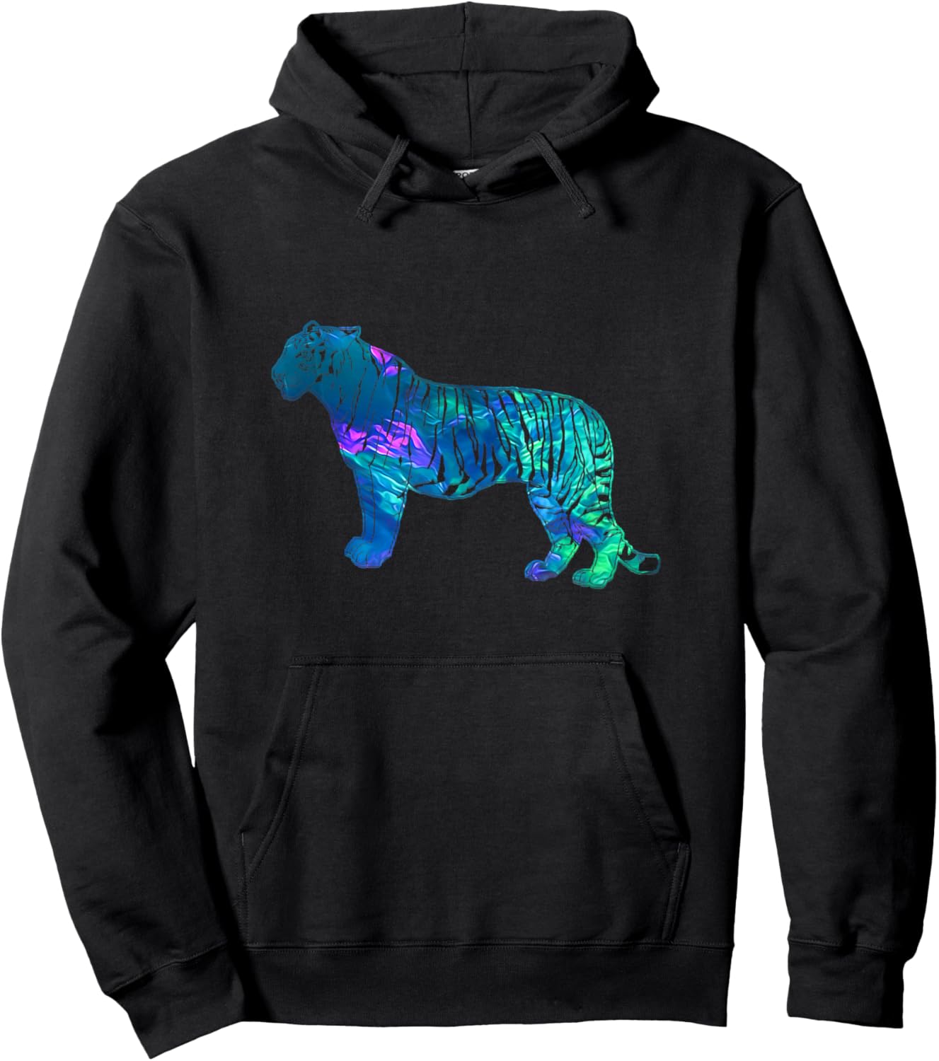 Cyan Blue Violet teal Tiger For Animal lover Christmas Hoodie - Hoodie | Black