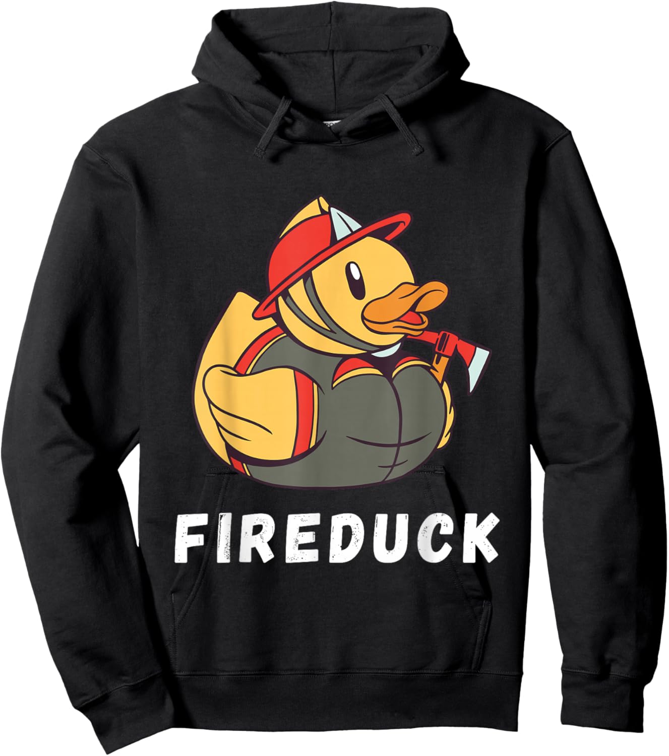 Firefighter Fireman Duck Fire Volunteer Duck Hoodie - Hoodie | Black