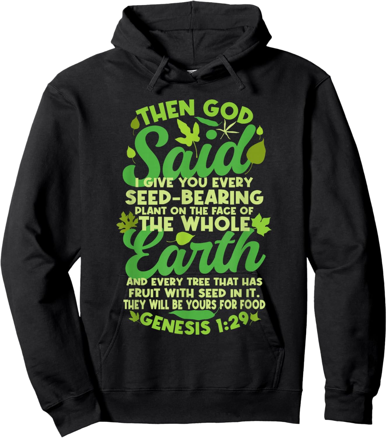 Genesis 1:29 Plant Based Diet Vegan Vegetarian Bible Verse Hoodie - Hoodie | Black