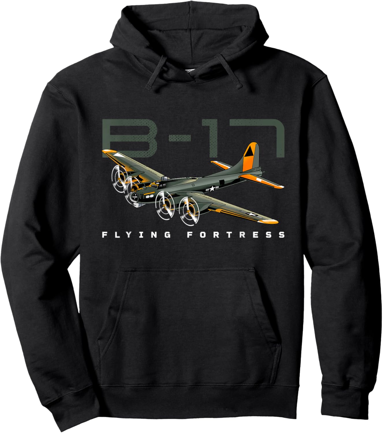 Flying Fortress B-17 World War II Classic Warbird Airplane Hoodie - Hoodie | Black