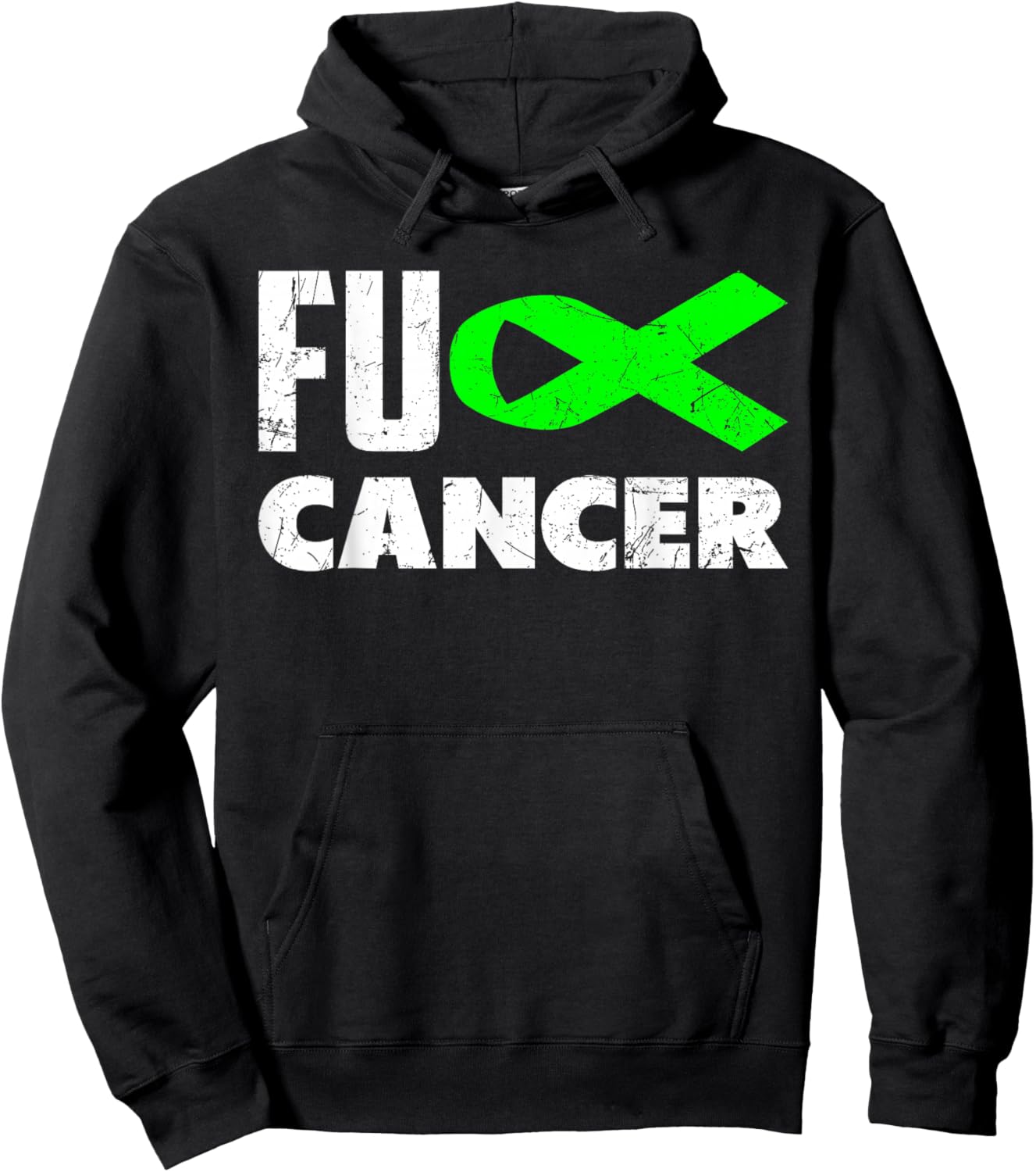 Fuck Cancer Lime Green Ribbon Non-Hodgkin Lymphoma Awareness Hoodie - Hoodie | Black