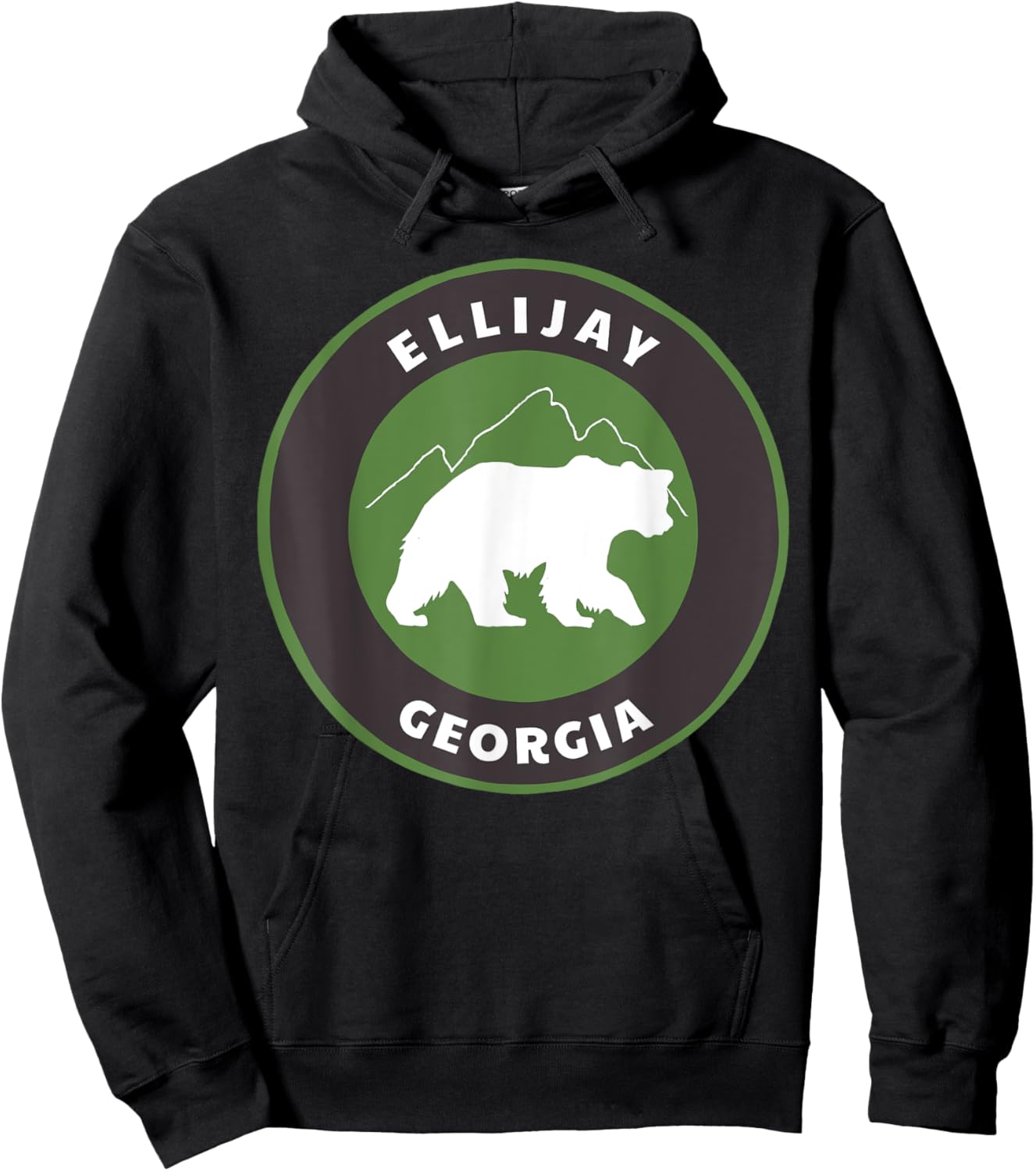 Ellijay Georgia Outdoors GA Bear Mountains Badge Hoodie - Hoodie | Black