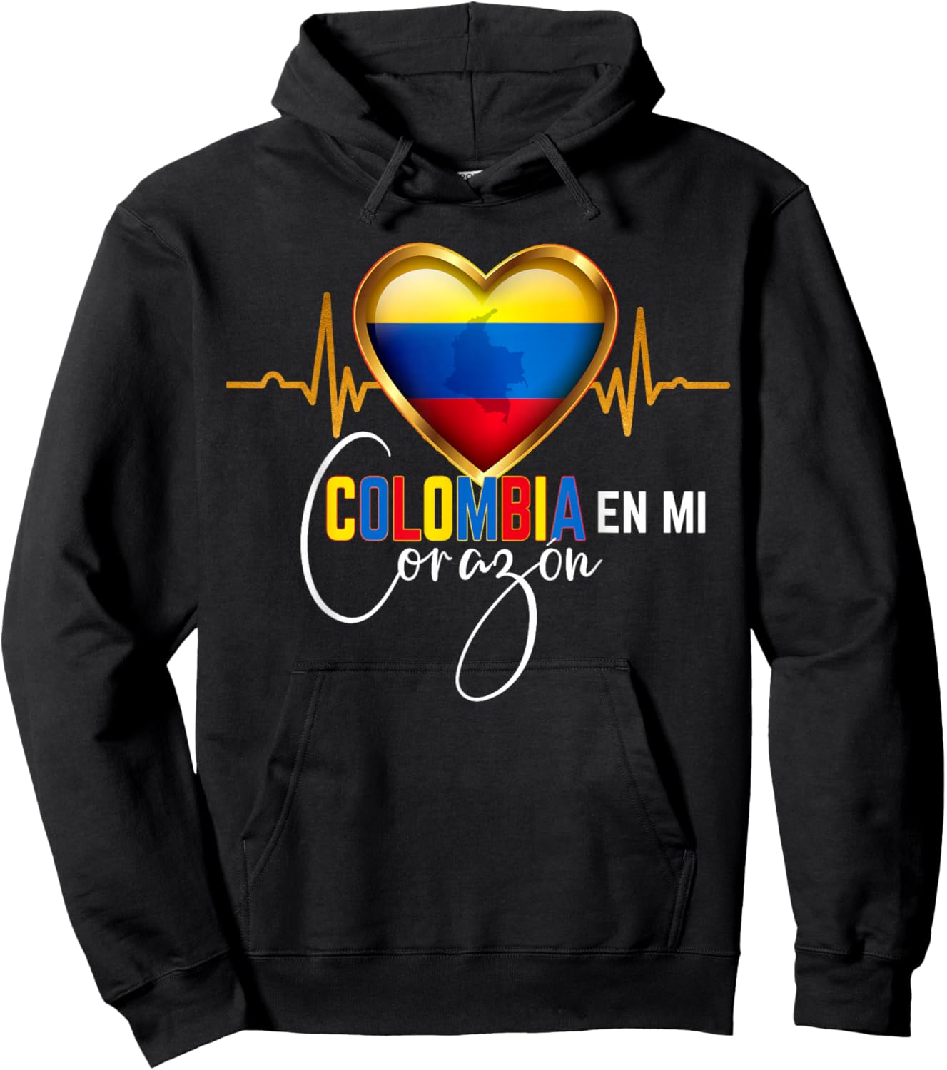Colombia en mi Corazon Colombian Pride Matching Hoodie - Hoodie | Black