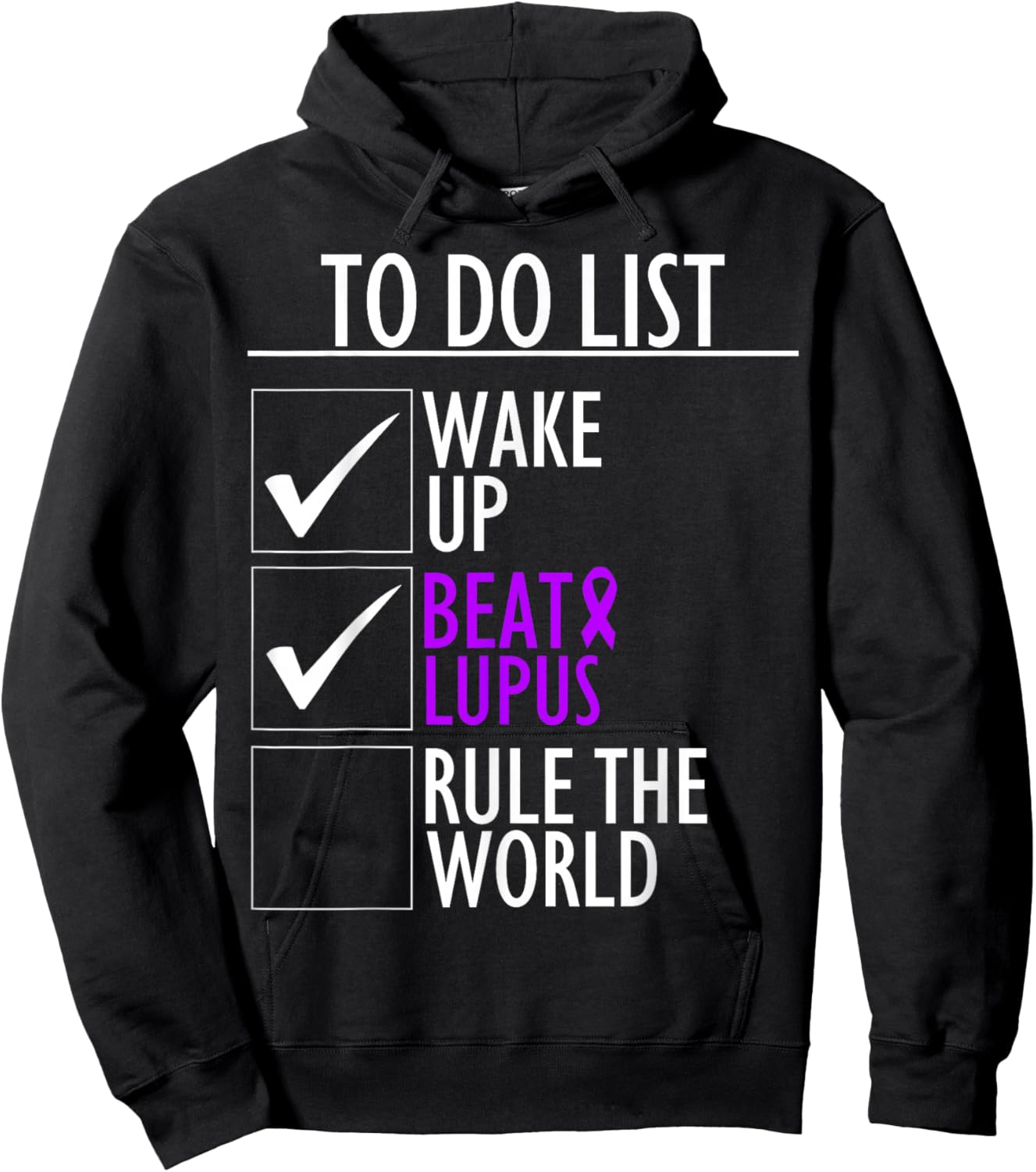 Purple Ribbon Wolf To Do List Beat Lupus Awareness Hoodie - Hoodie | Black