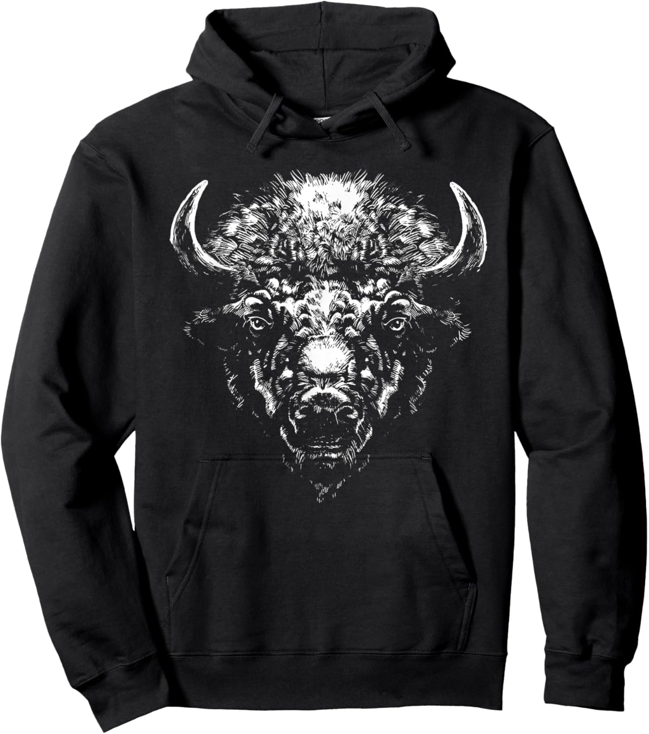 Retro Buffalo Silhouette Bison Wild Animal Hoodie - Hoodie | Black