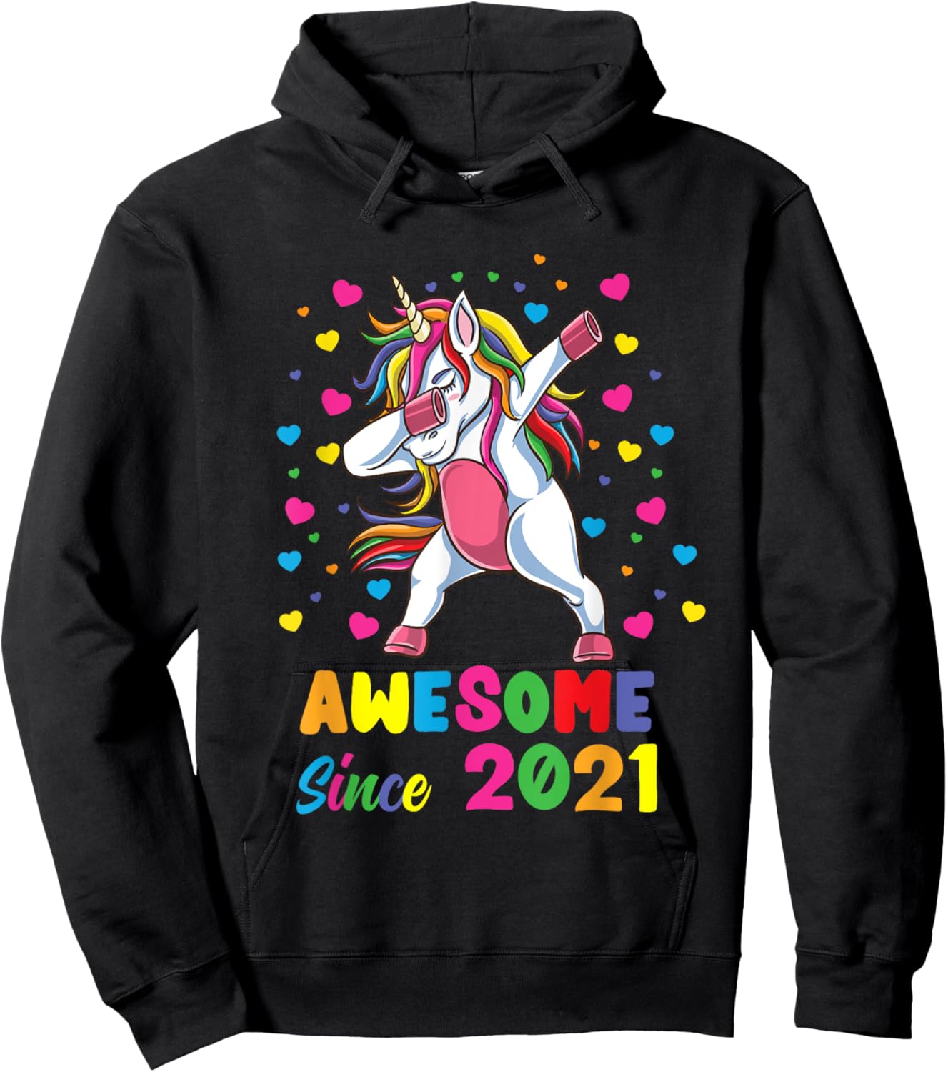 Awesome Since 2021 Dabbing Unicorn 1st Birthday Hoodie - Hoodie | Black