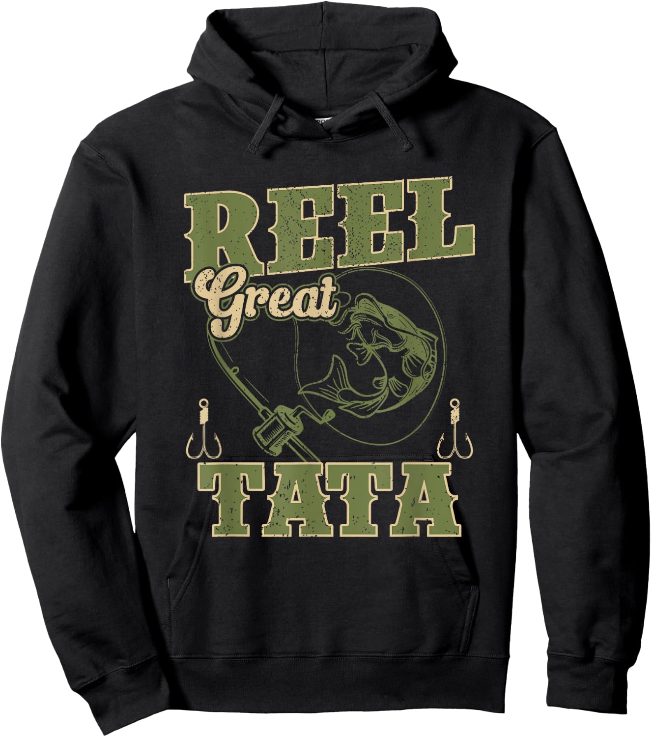Reel Great Tata Shirt Cool Fishing Funny Father's Da Hoodie - Hoodie | Black