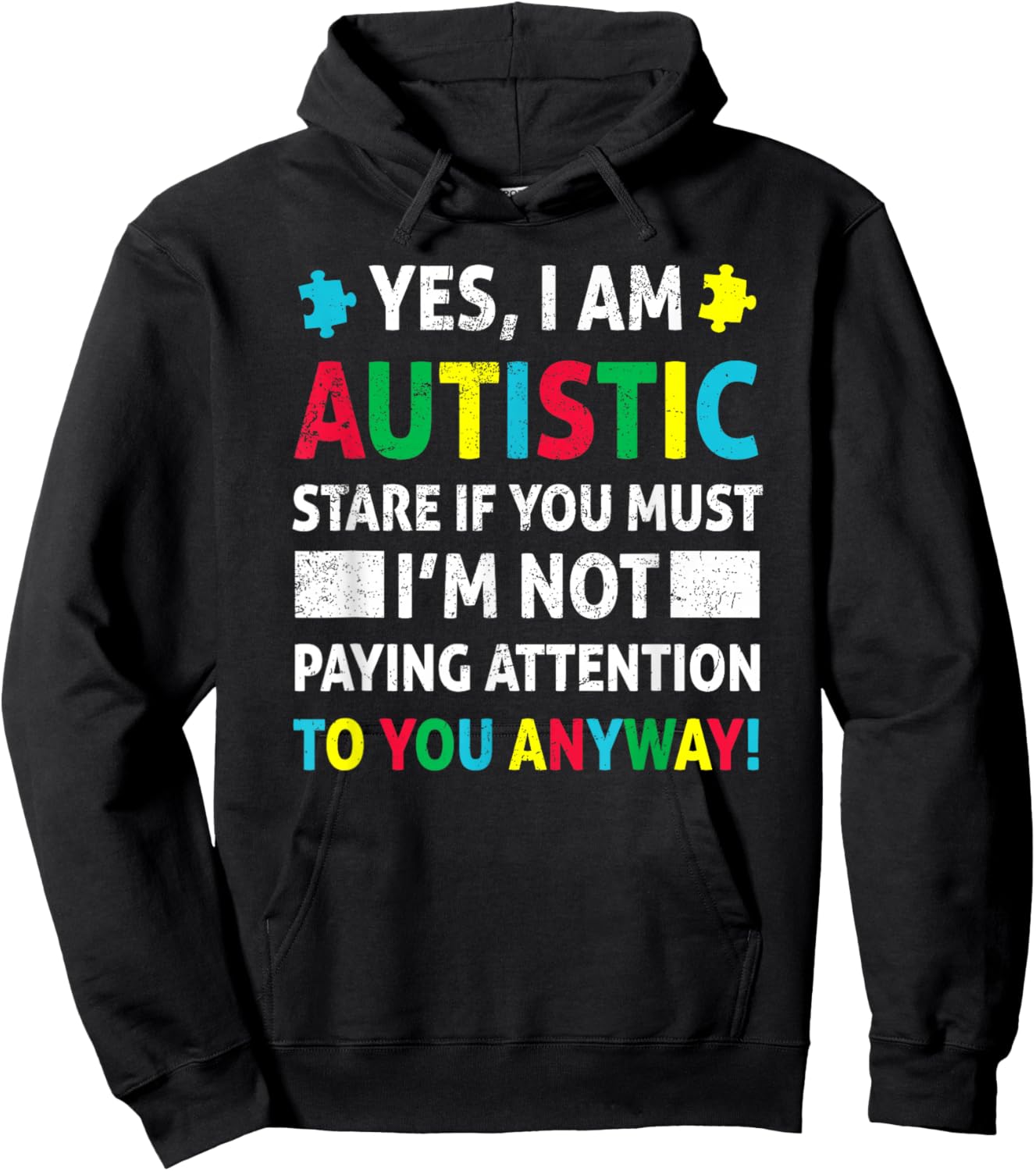 I Am Autistic Funny Autism Awareness Acceptance Puzzle Kids Small Hoodie - Hoodie | Black