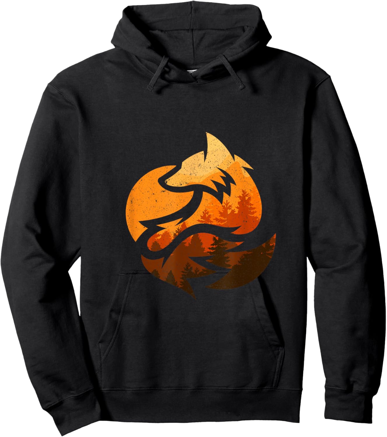 Fox Animal Design Gifts with Nature Trees Hunting Hoodie - Hoodie | Black