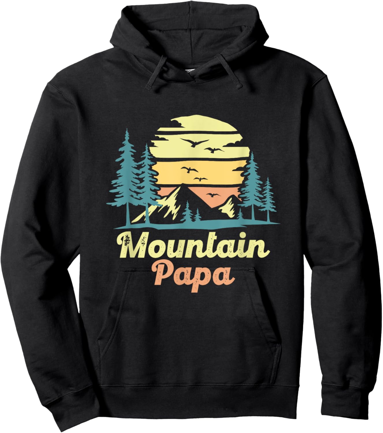 Mountain Papa Camping Hiking Dad Adventure Fathers Day Hoodie - Hoodie | Black