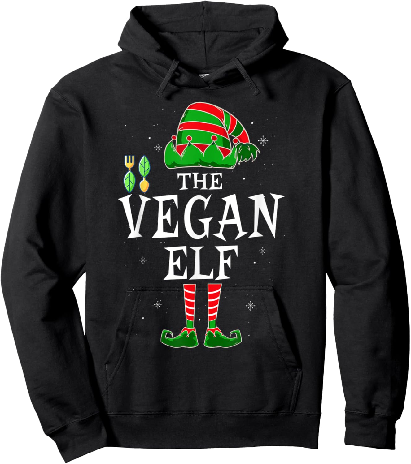 The Vegan Elf Group Matching Family Christmas Holiday Funny Hoodie - Hoodie | Black