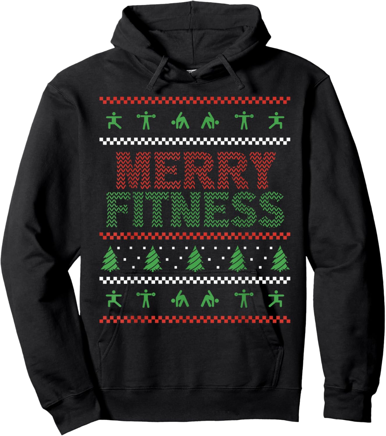 Christmas Gym Workout Ugly Christmas Merry Fitness Hoodie - Hoodie | Black