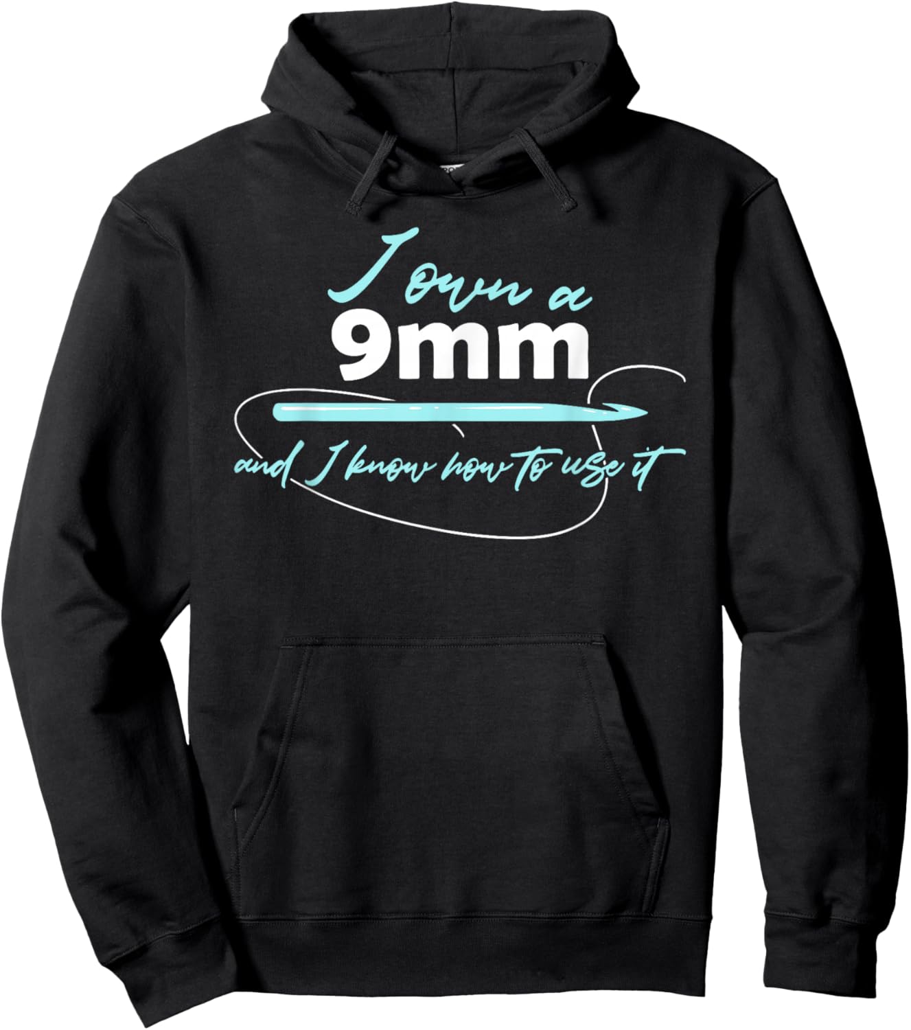 I Own A 9 mm & I Know How To Use It Funny Crochet Crocheting Hoodie - Hoodie | Black