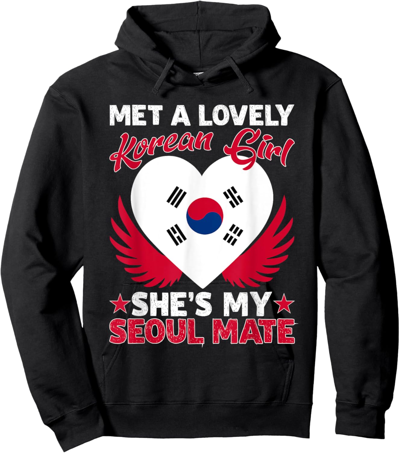 Met A Lovely Korean Girl, She's My Seoul Mate Hoodie - Hoodie | Black
